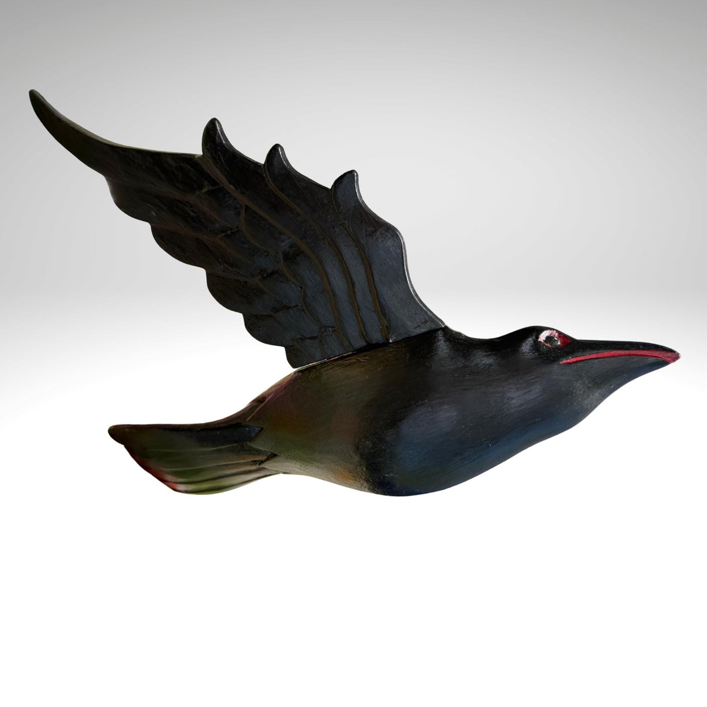 Hand Carved Wood Crow Mobile: Gothic Raven, Bali Art Spiritchaser Sculpture