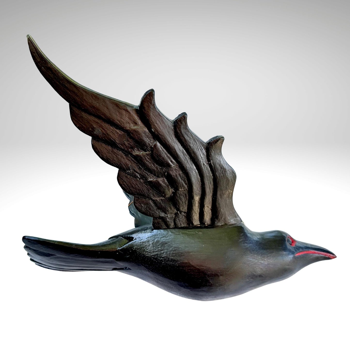 Hand Carved Wood Crow Mobile: Gothic Raven, Bali Art Spiritchaser Sculpture
