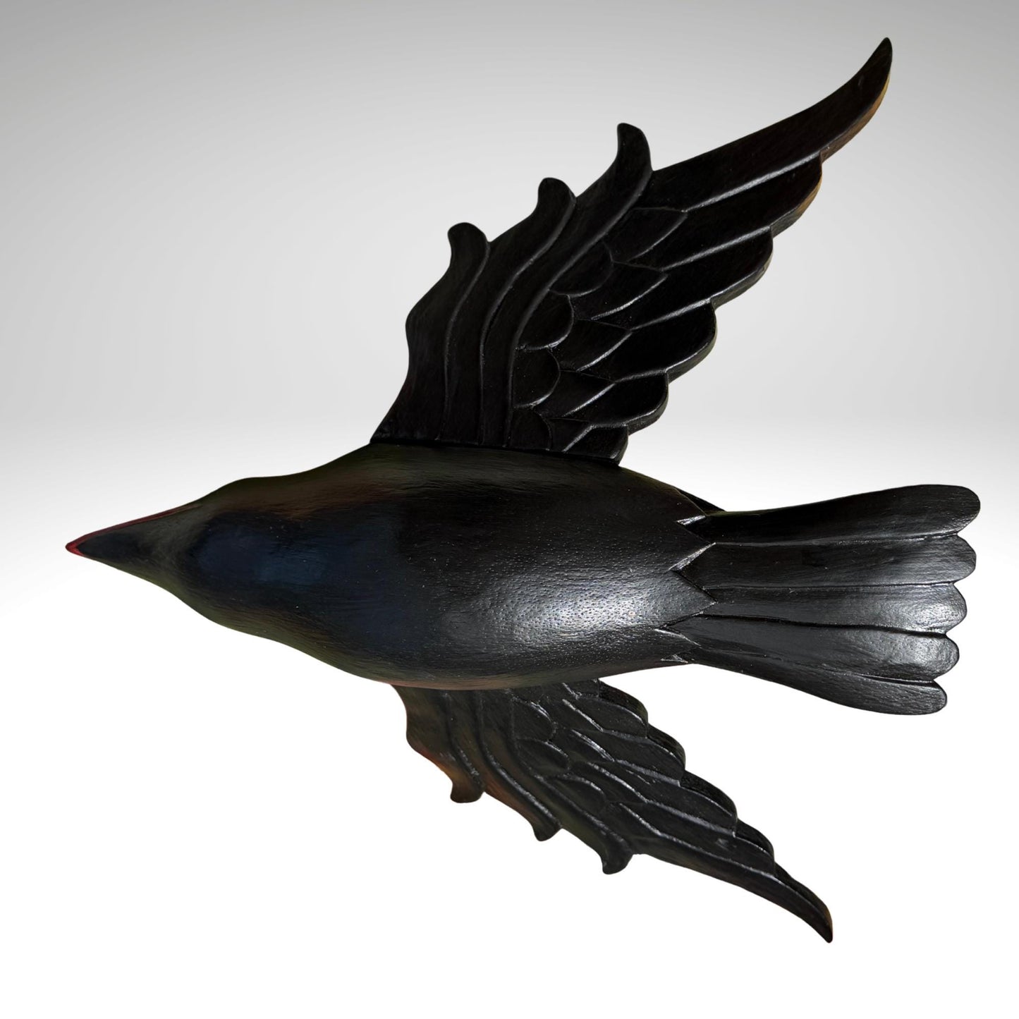 Hand Carved Wood Crow Mobile: Gothic Raven, Bali Art Spiritchaser Sculpture