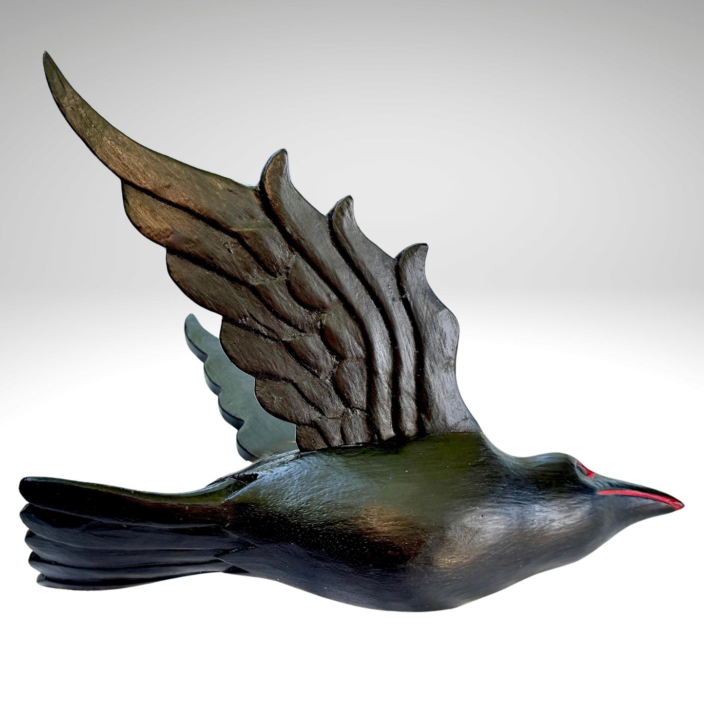 Hand Carved Wood Crow Mobile: Gothic Raven, Bali Art Spiritchaser Sculpture