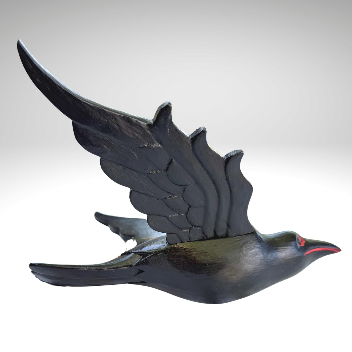 Hand Carved Wood Crow Mobile: Gothic Raven, Bali Art Spiritchaser Sculpture