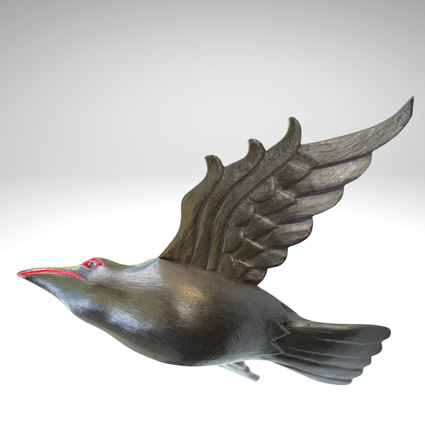 Hand Carved Wood Crow Mobile: Gothic Raven, Bali Art Spiritchaser Sculpture