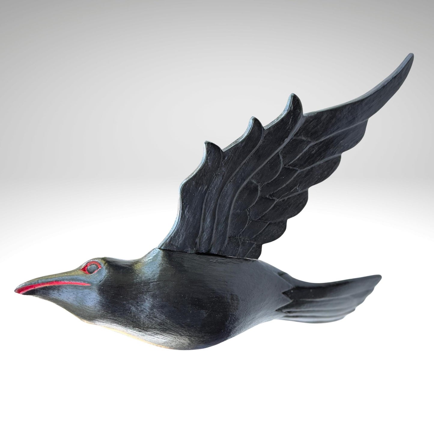 Hand Carved Wood Crow Mobile: Gothic Raven, Bali Art Spiritchaser Sculpture