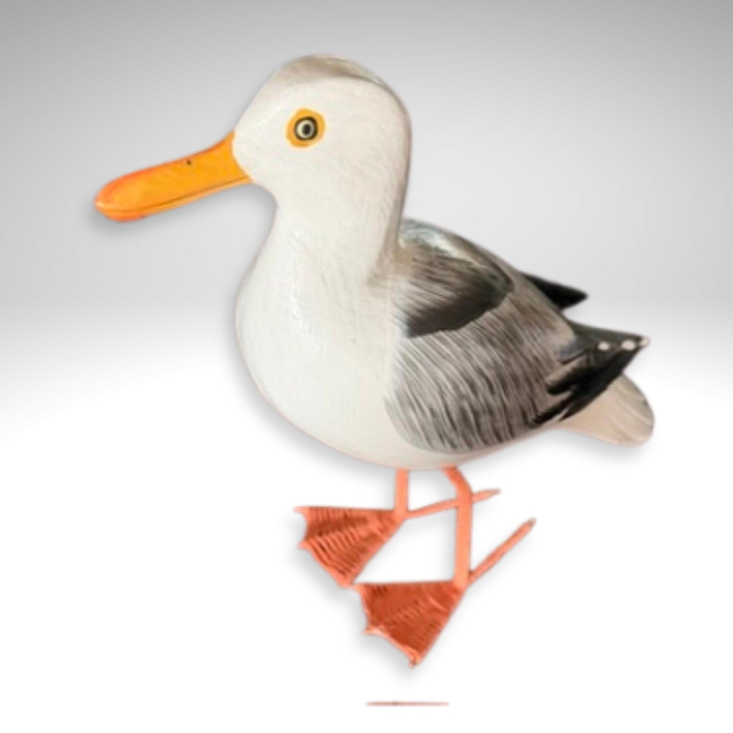 Seagull Herring Gull Hand Carved Wood Wildlife Sculpture, Bird Statue, Coastal Decor