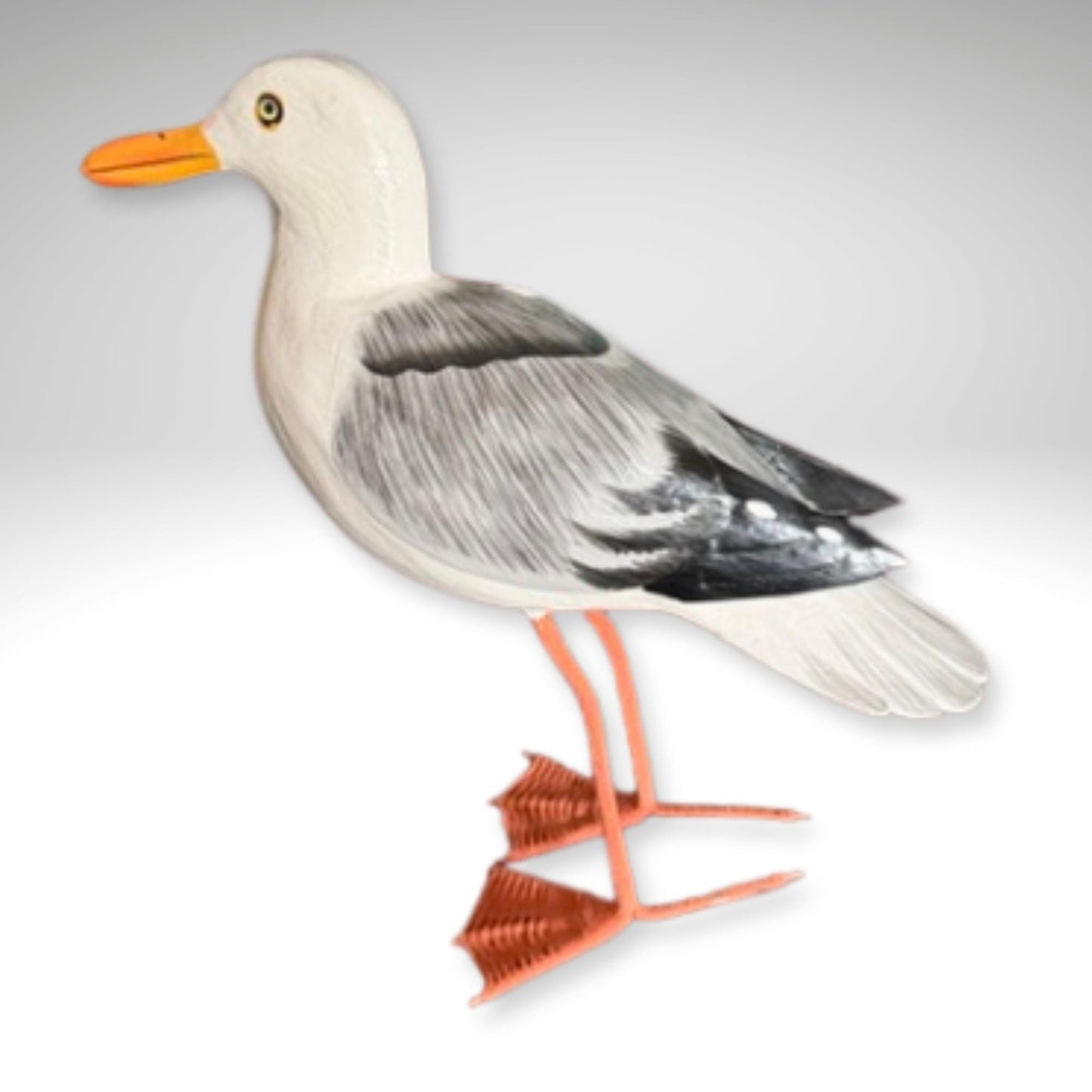 Seagull Herring Gull Hand Carved Wood Wildlife Sculpture, Bird Statue, Coastal Decor