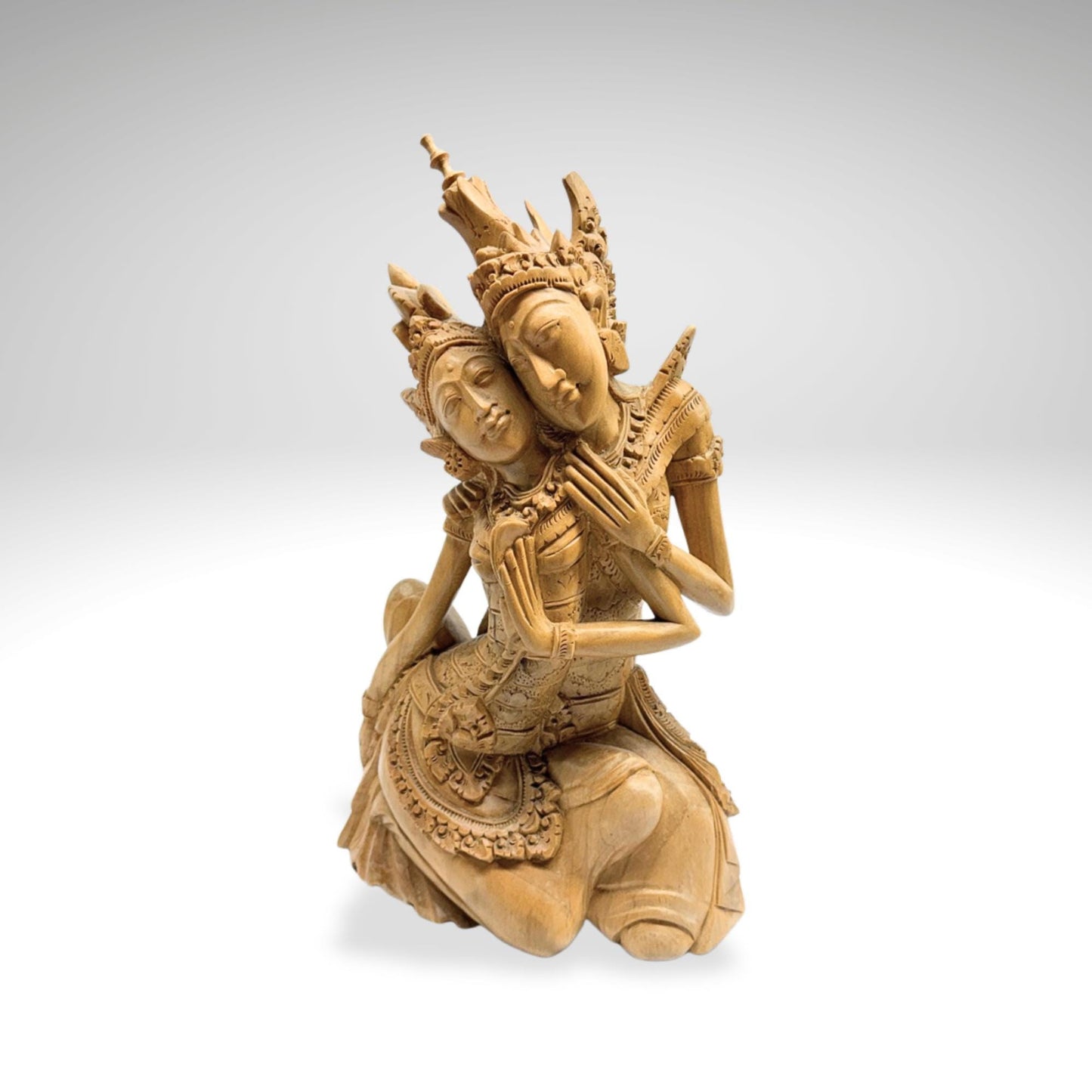 Balinese Rama Sita Love Sculpture Ramayana Myth Bali Art Carved Wood Statue