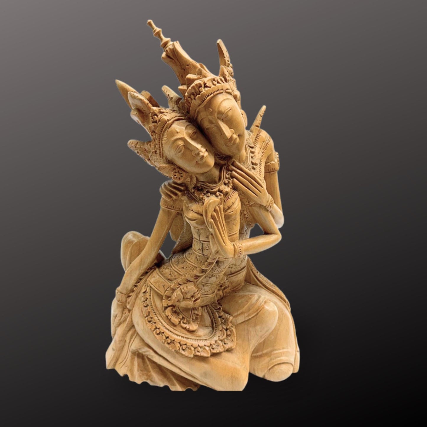 Balinese Rama Sita Love Sculpture Ramayana Myth Bali Art Carved Wood Statue
