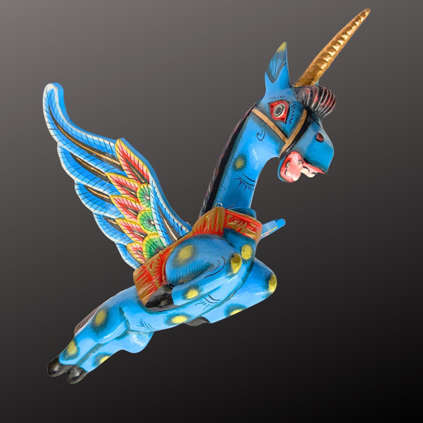 Hand Carved Balinese Horse Pegasus Spirit Chaser Mobile: Winged Unicorn Pegahorn Folk Art