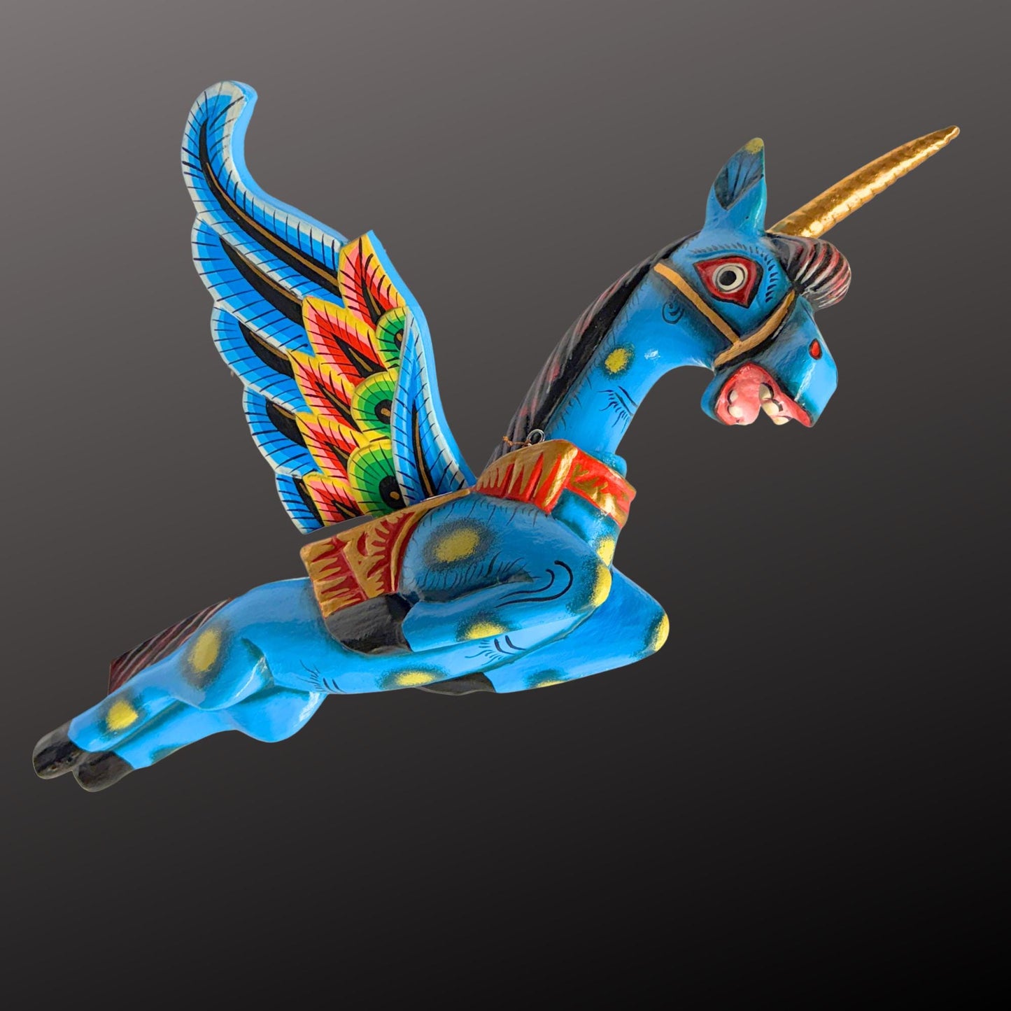 Hand Carved Balinese Horse Pegasus Spirit Chaser Mobile: Winged Unicorn Pegahorn Folk Art