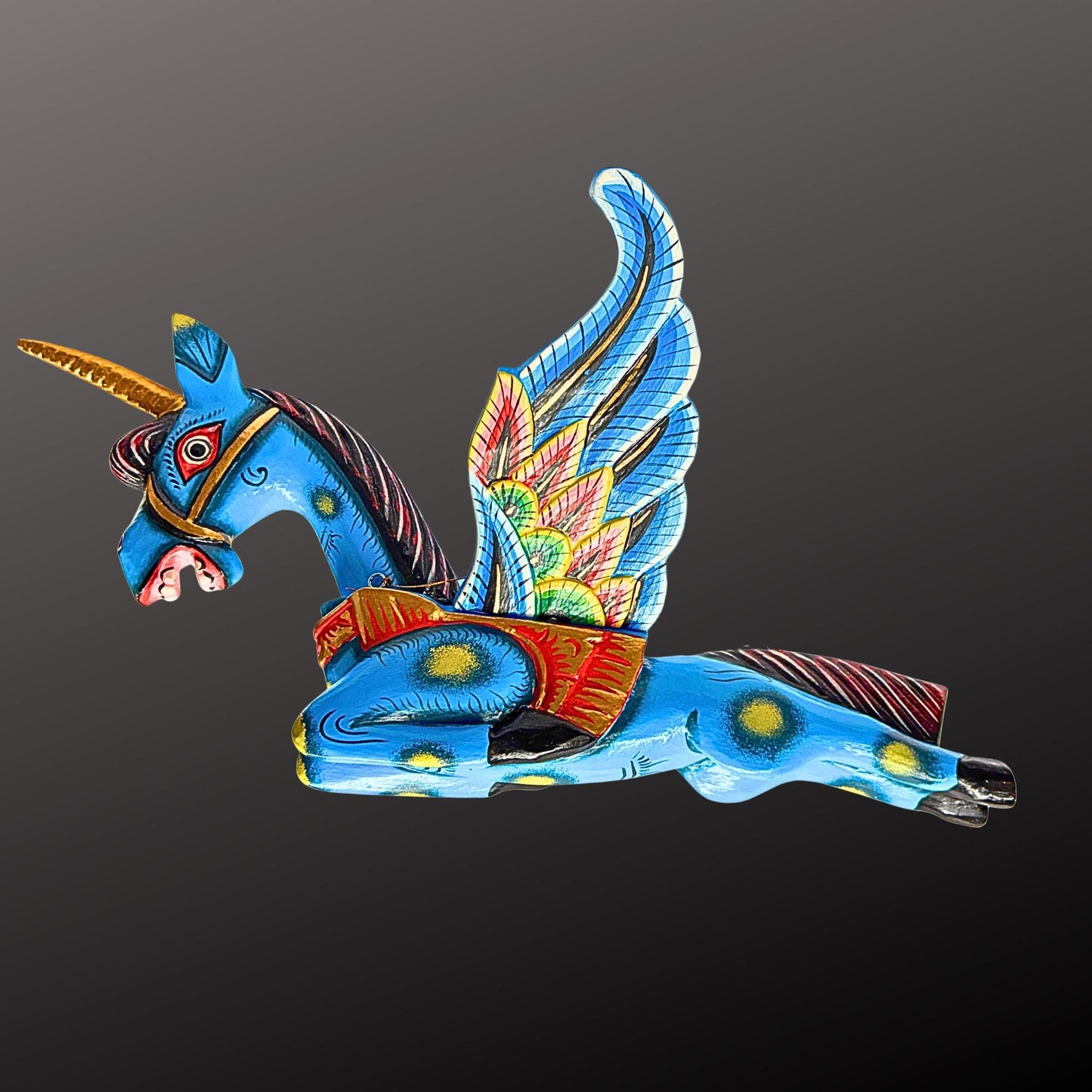 Hand Carved Balinese Horse Pegasus Spirit Chaser Mobile: Winged Unicorn Pegahorn Folk Art