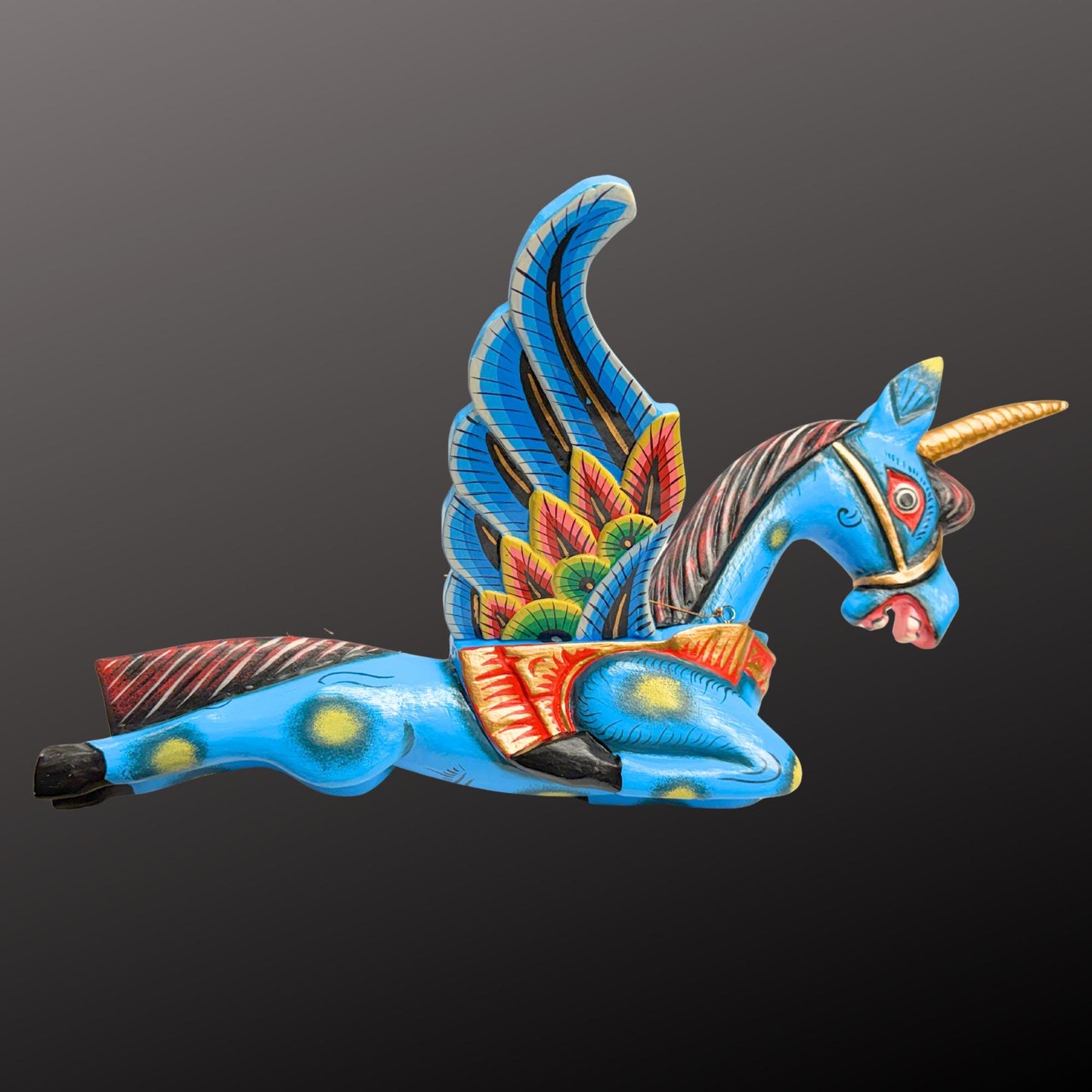 Hand Carved Balinese Horse Pegasus Spirit Chaser Mobile: Winged Unicorn Pegahorn Folk Art