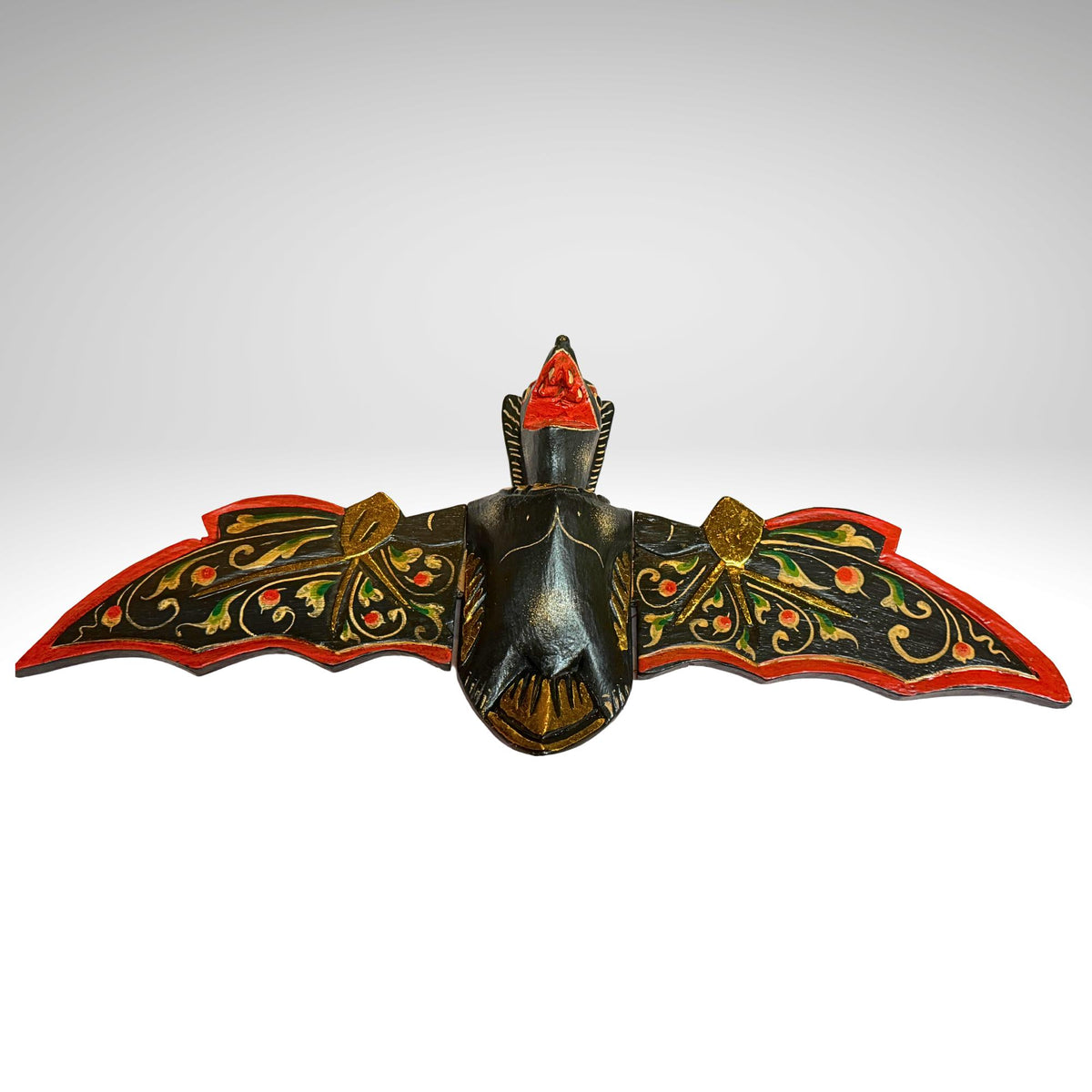 flying Black Bat Mobile Balinese Spirit Chaser hand carved wood Bali Art - Acadia World Traders