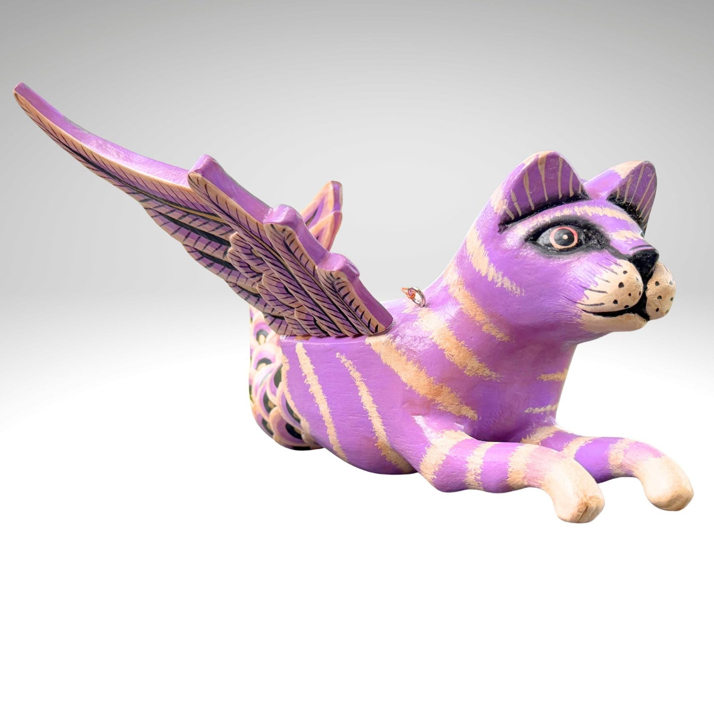 Hand Carved Winged Mermaid Cat Mobile: Balinese Mercat Spirit Guardian