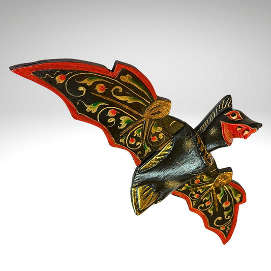 flying Black Bat Mobile Balinese Spirit Chaser hand carved wood Bali Art - Acadia World Traders