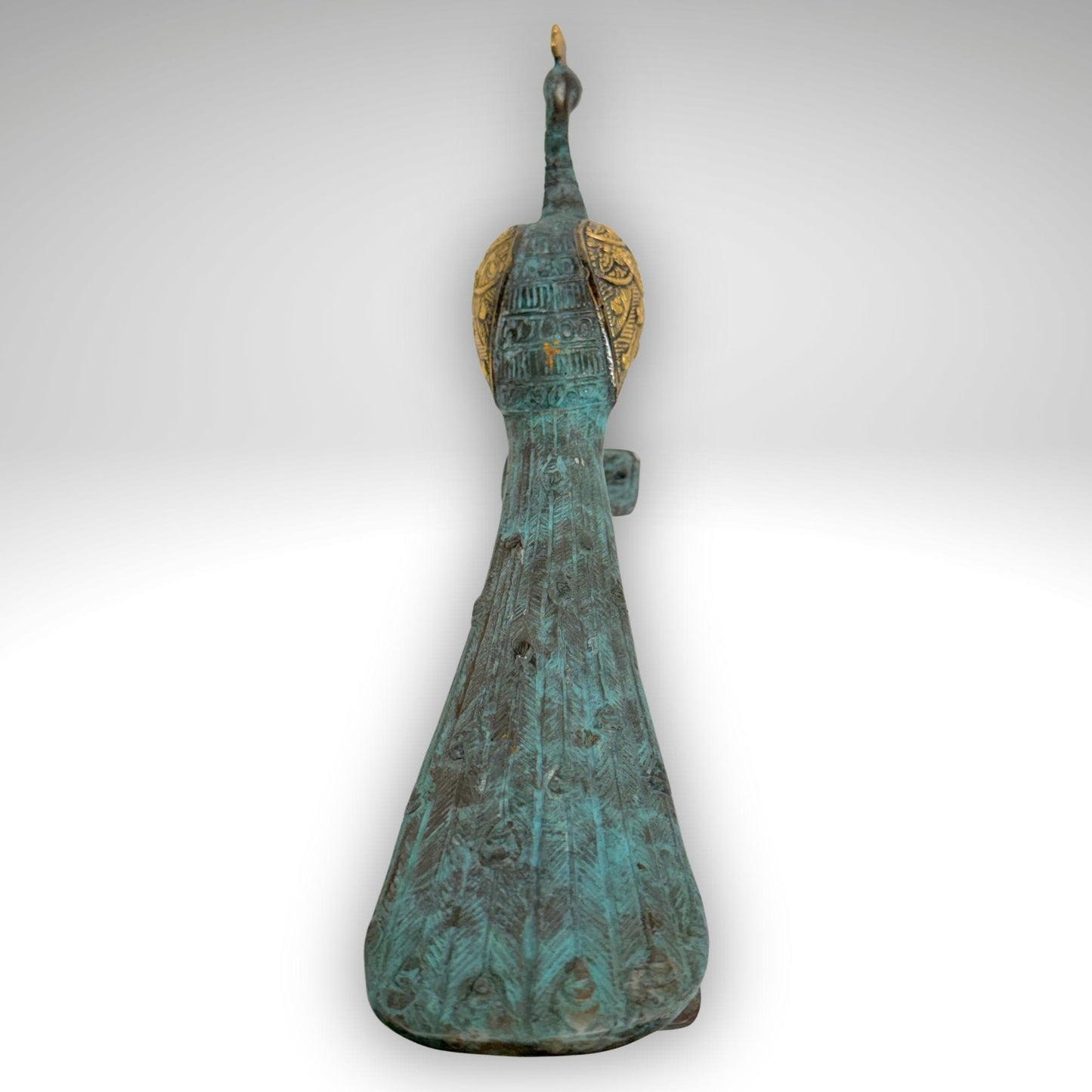 Balinese Peacock Door Handle: Solid Bronze Verdigris Patina, Eclectic Bali Decor