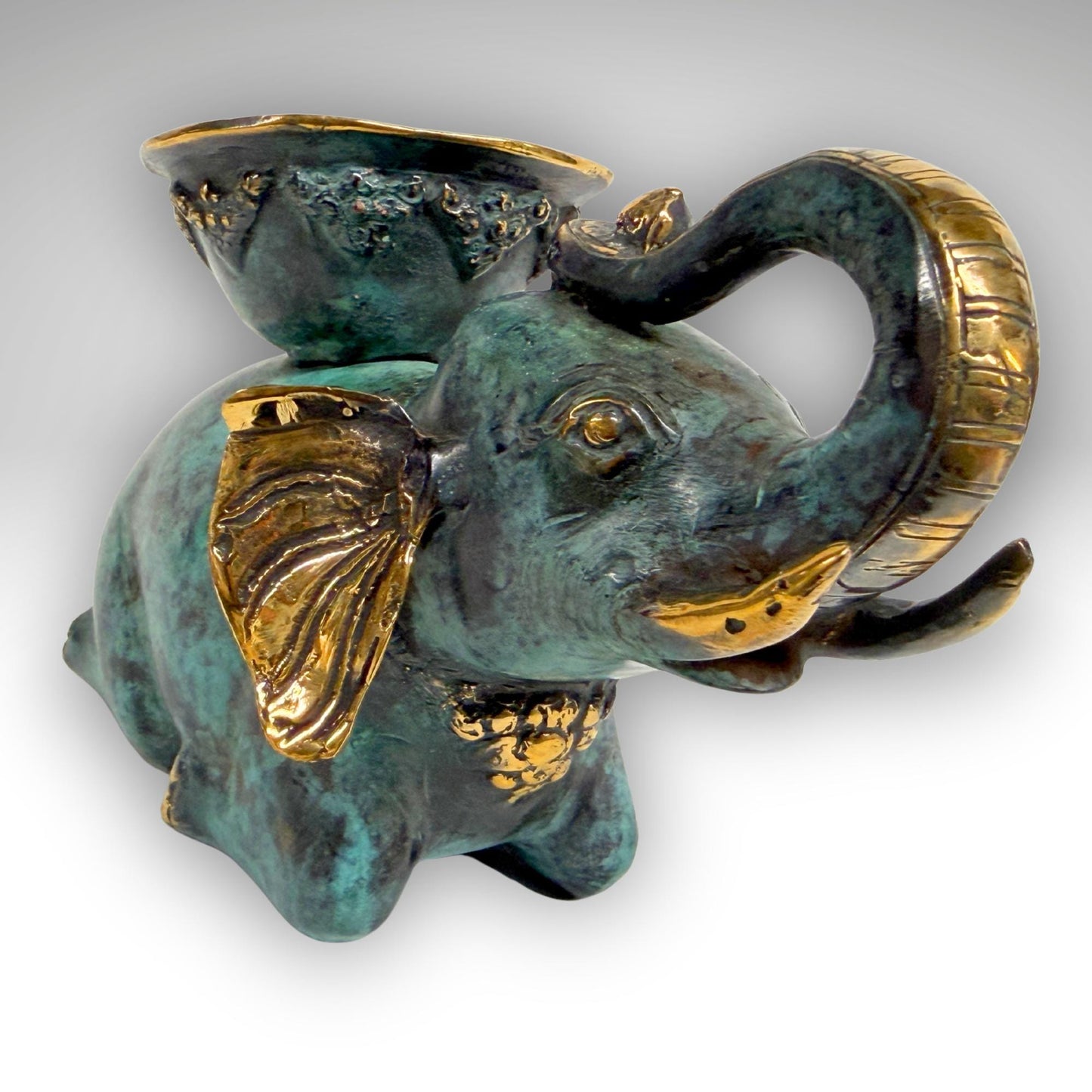 Balinese Bronze Elephant Candle Holder Centerpiece,  Lost Wax Cast Metal Sculpture