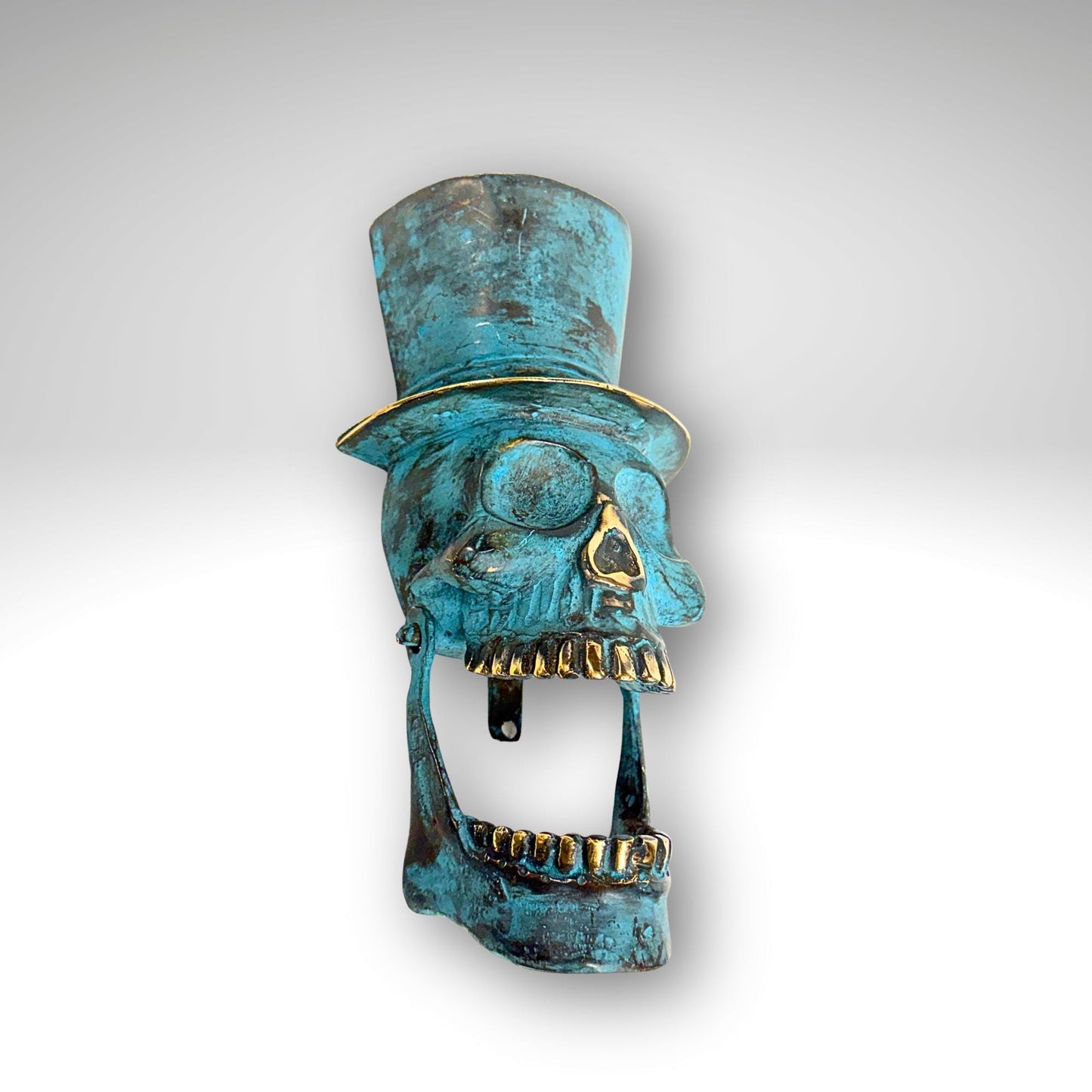 Top Hat Skull Door Knocker: Lost Wax Cast Bronze, Gothic Home Decor
