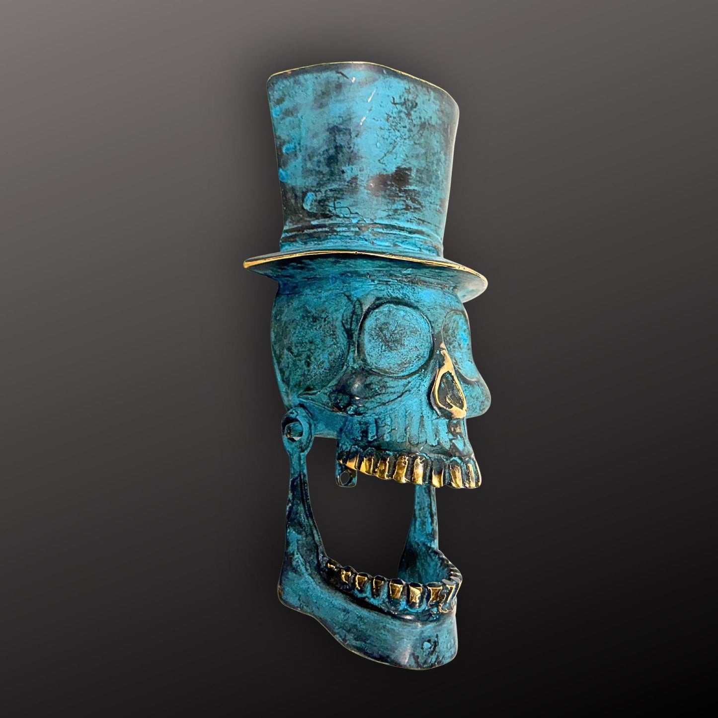 Top Hat Skull Door Knocker: Lost Wax Cast Bronze, Gothic Home Decor