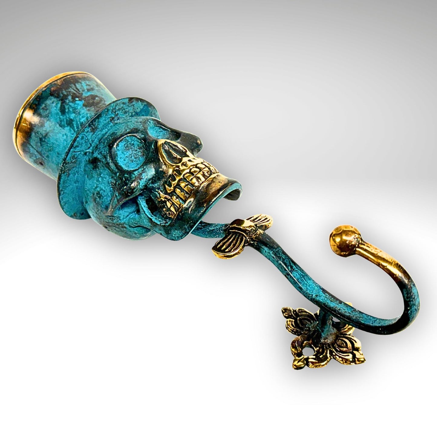 Top Hat Skull Wall Hook: Lost Wax Cast Bronze Coat Hook, Gothic Home Decor