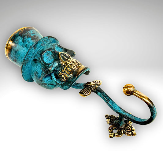 Top Hat Skull Wall Hook: Lost Wax Cast Bronze Coat Hook, Gothic Home Decor