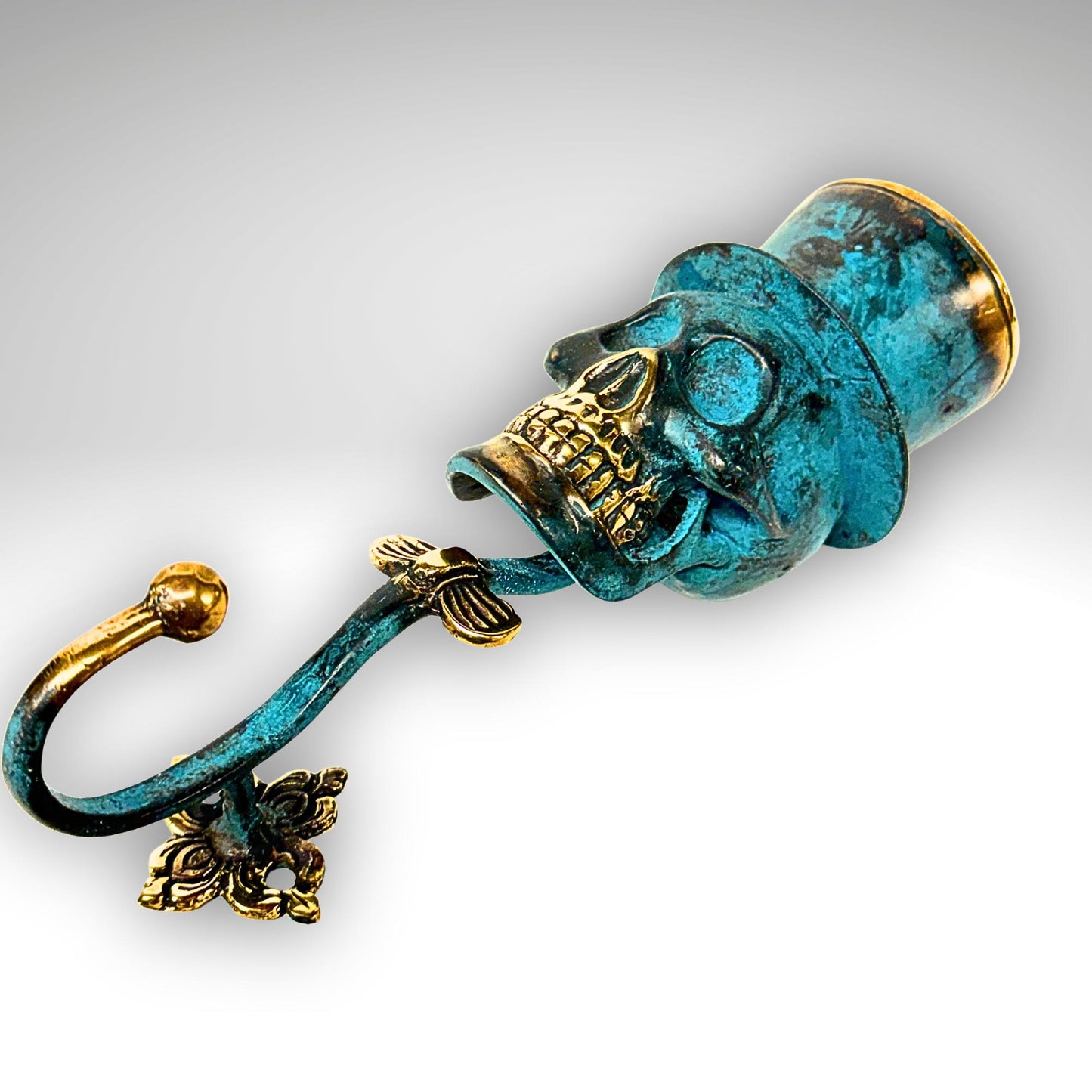 Top Hat Skull Wall Hook: Lost Wax Cast Bronze Coat Hook, Gothic Home Decor