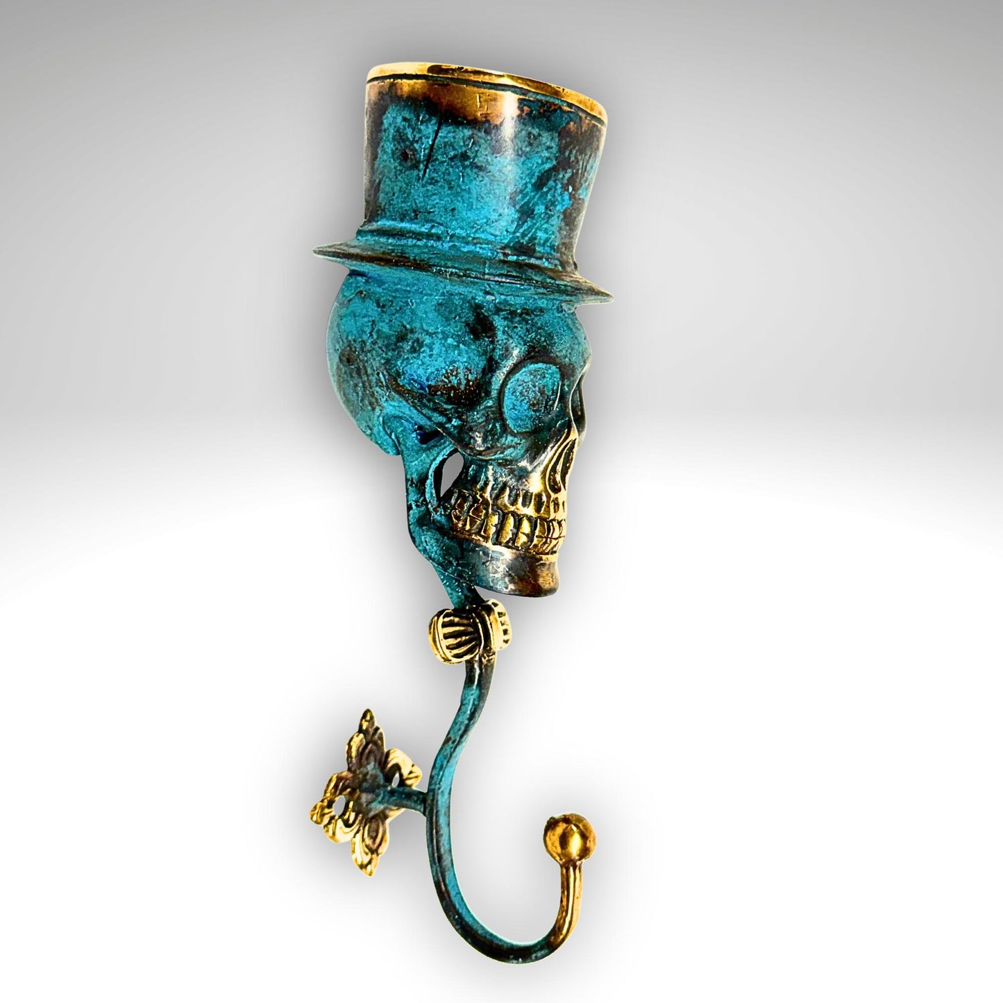 Top Hat Skull Wall Hook: Lost Wax Cast Bronze Coat Hook, Gothic Home Decor