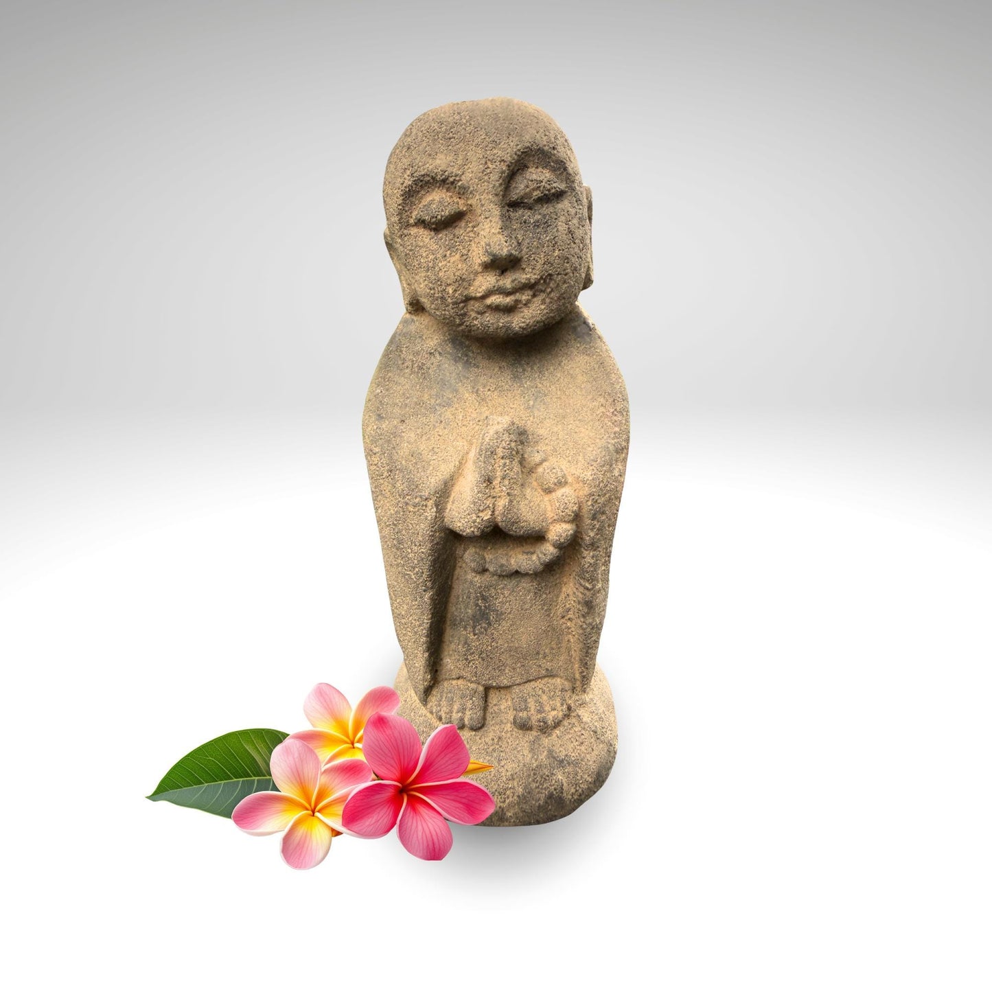 Praying Jizo Buddha Garden Statue, Protector of Children Mothers Travelers