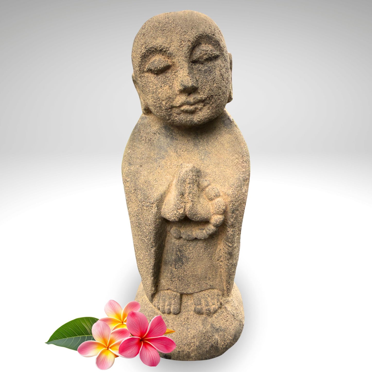 Praying Jizo Buddha Garden Statue, Protector of Children Mothers Travelers