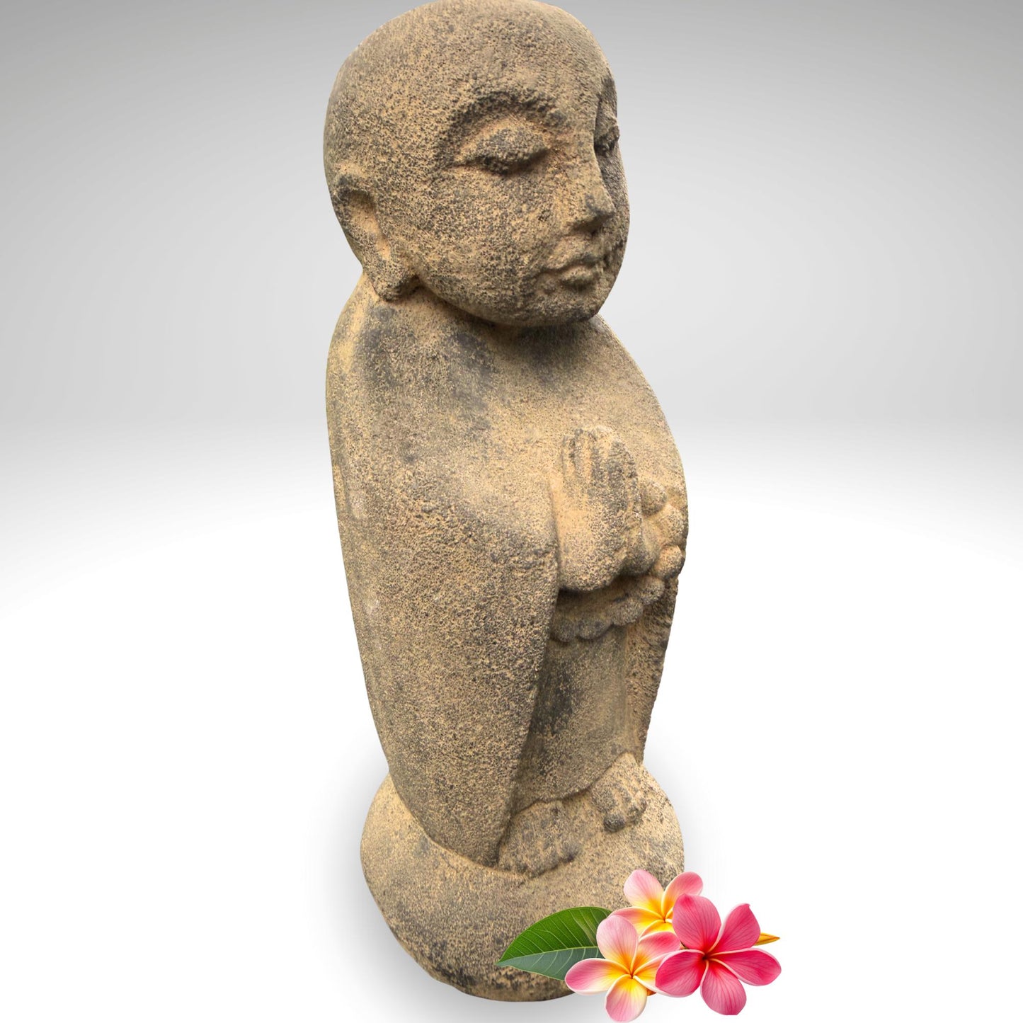 Praying Jizo Buddha Garden Statue, Protector of Children Mothers Travelers