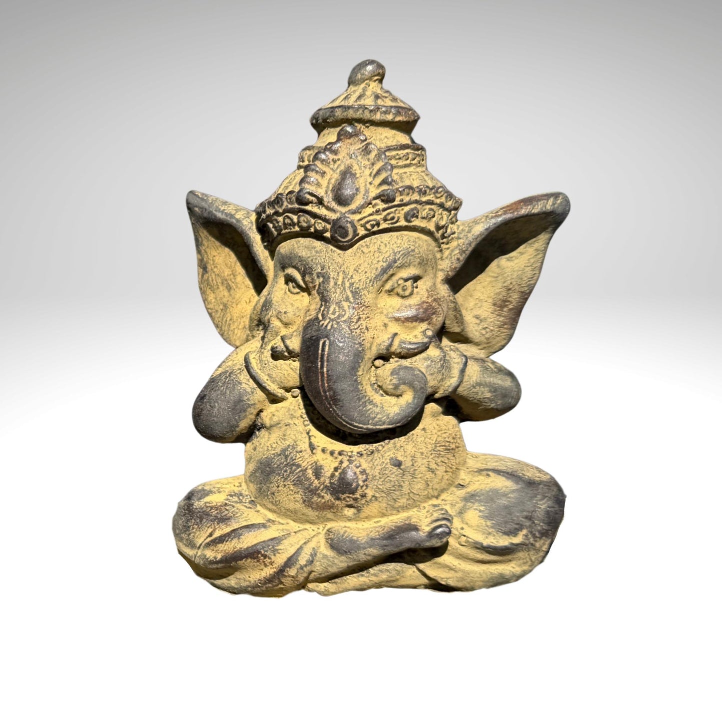 Baby Ganesha Statue: Hear See Speak no Evil, Cast Faux Stone Bali Art
