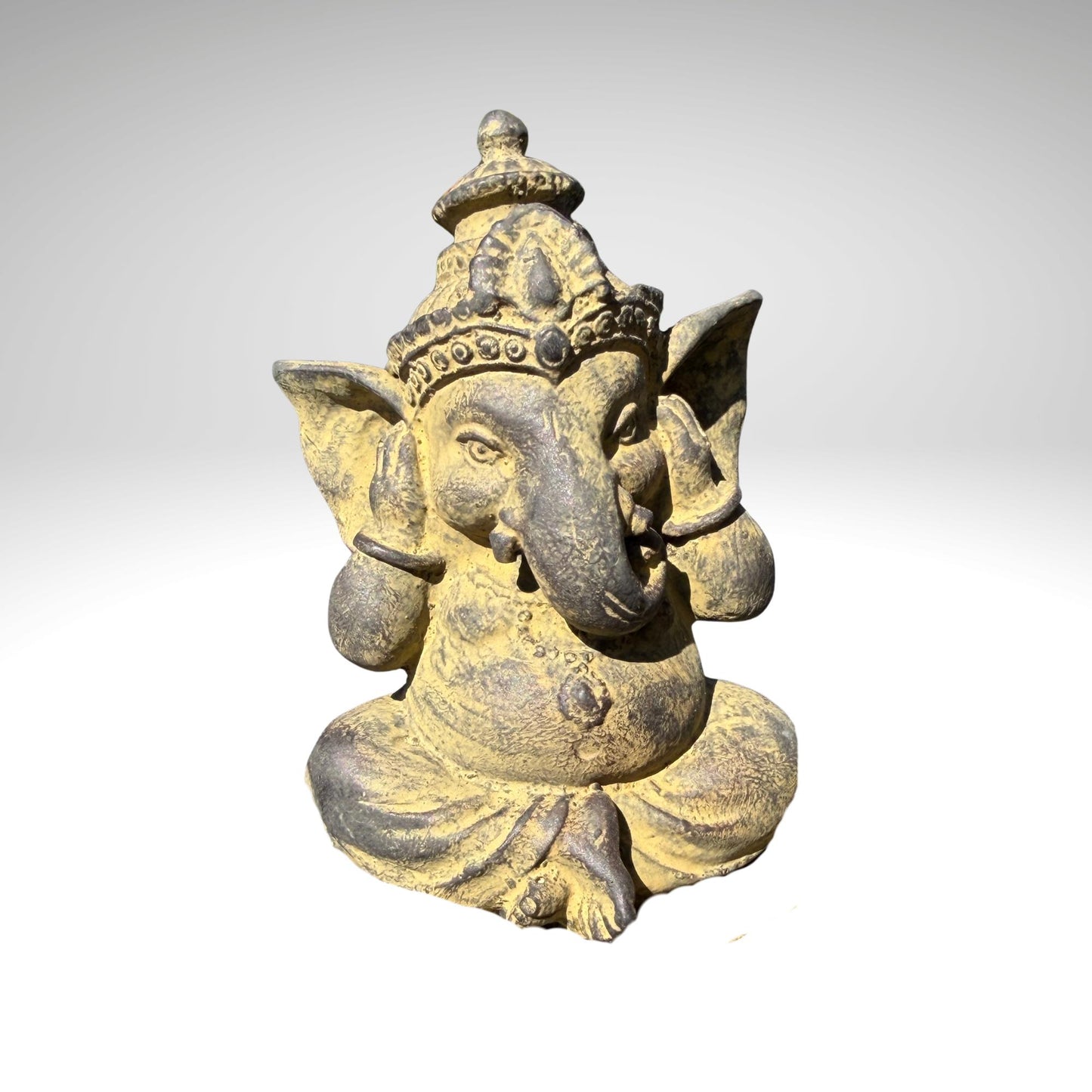 Baby Ganesha Statue: Hear See Speak no Evil, Cast Faux Stone Bali Art