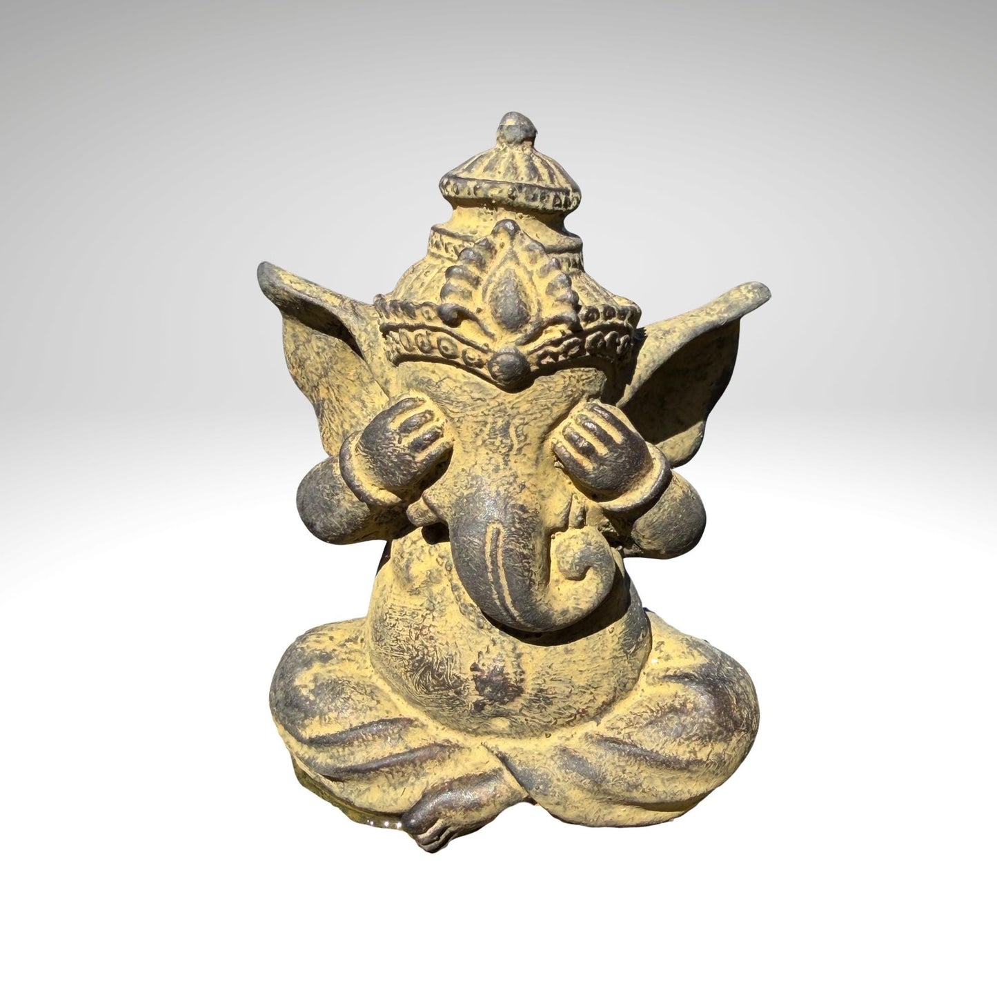 Baby Ganesha Statue: Hear See Speak no Evil, Cast Faux Stone Bali Art