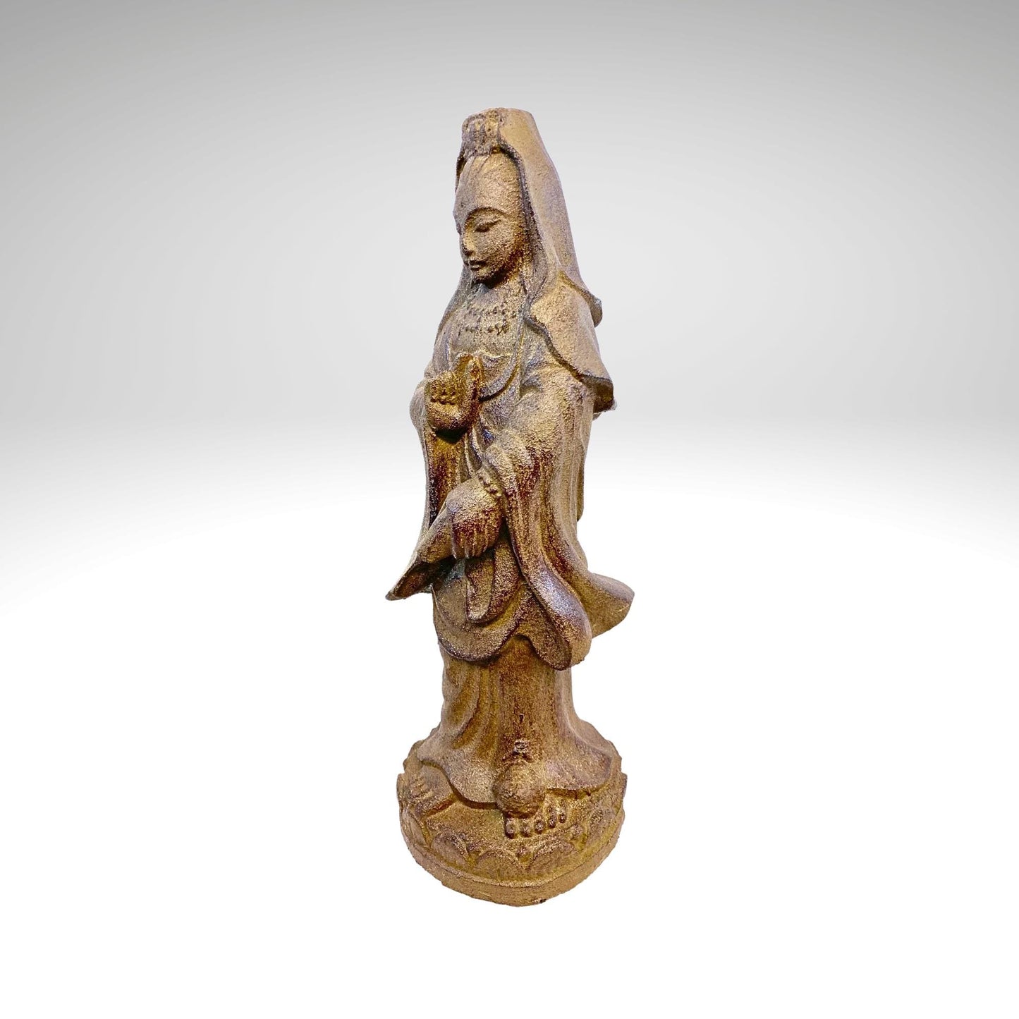 Bodhisattva Guanyin Goddess Garden Statue: Cast Lava Stone, Kwan Yin Goddess of Mercy