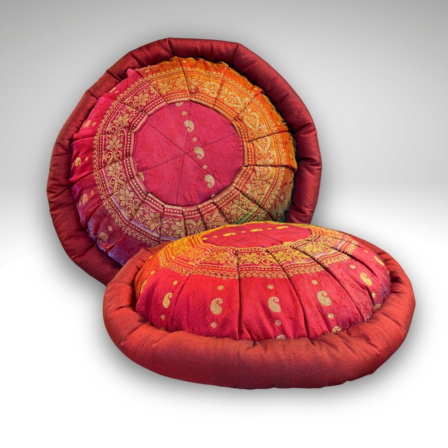 Handwoven Sari Throw Pillow: Organic Kapok Filled Floor Cushion