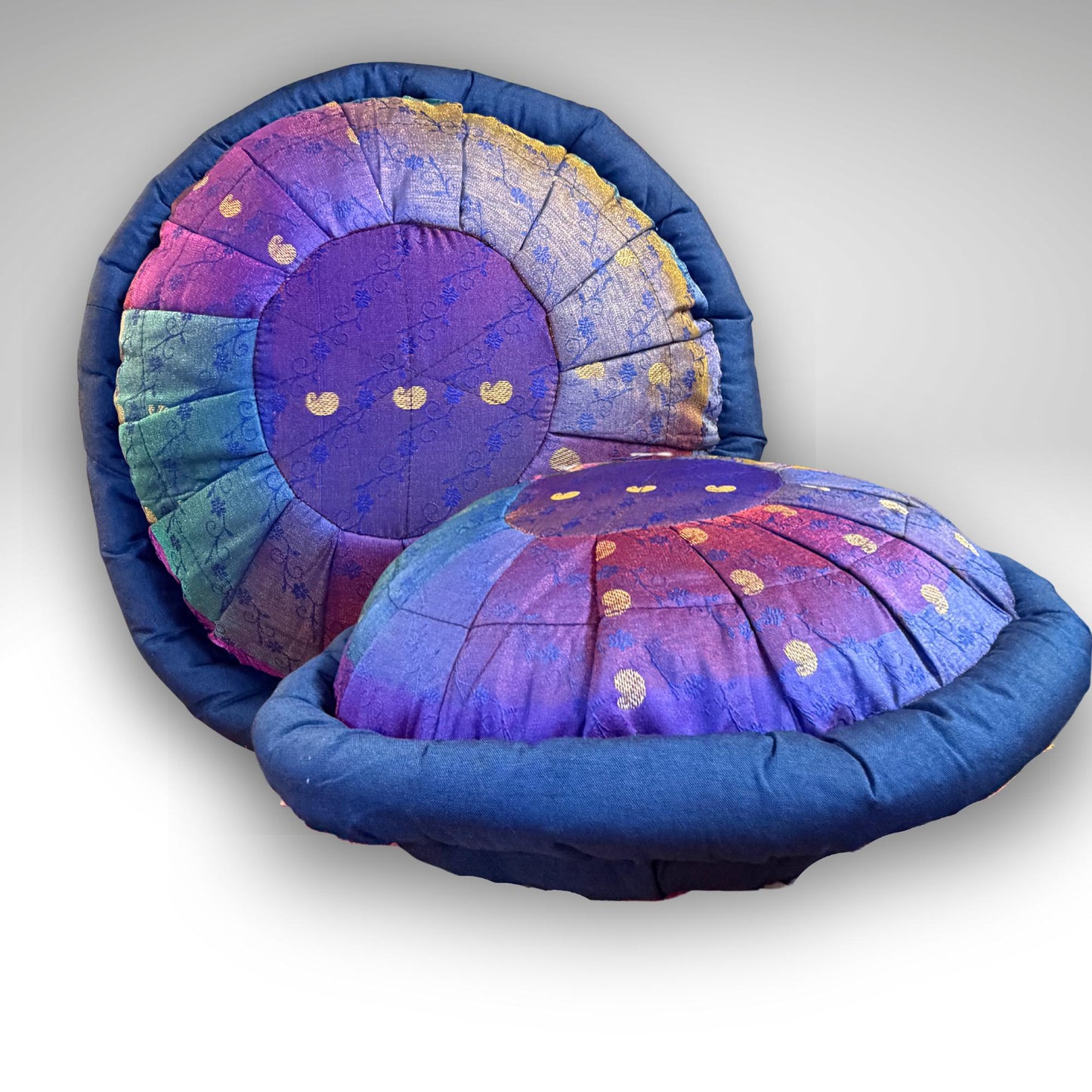 Handwoven Sari Throw Pillow: Organic Kapok Filled Floor Cushion