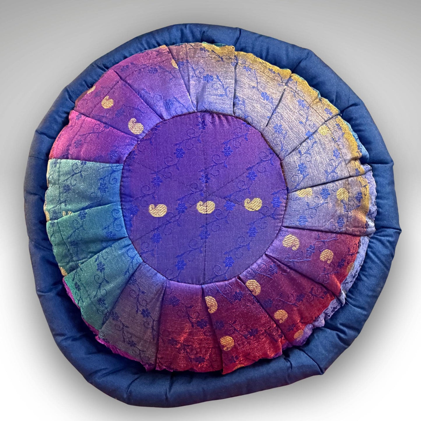 Handwoven Sari Throw Pillow: Organic Kapok Filled Floor Cushion