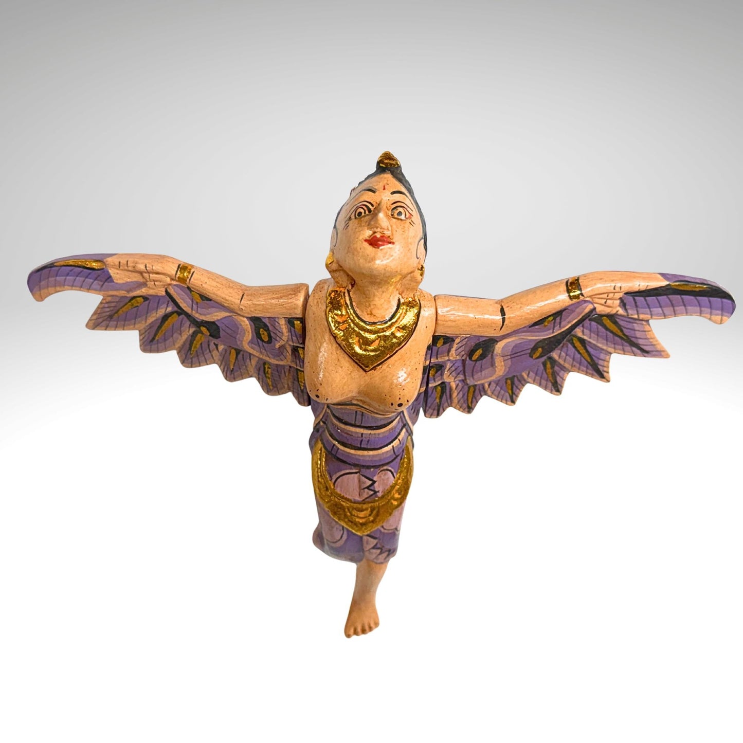 Flying Winged Dewi Sri Goddess Mobile Crib Angel Carved Wood Bali art Pink 8"