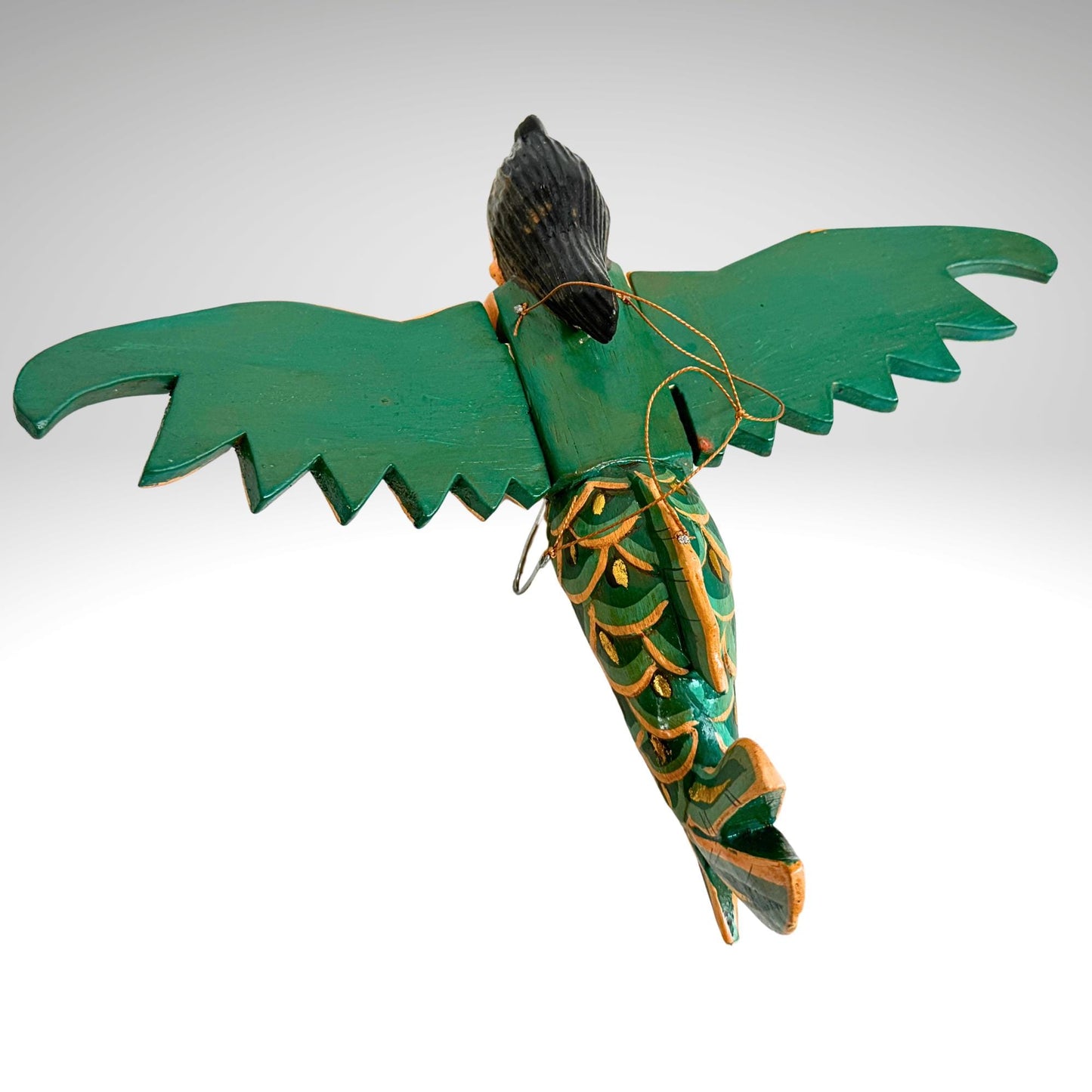 Balinese Flying Mermaid Goddess Spiritchaser Mobile: Hand Carved Wood, Bali Folk Art 8"