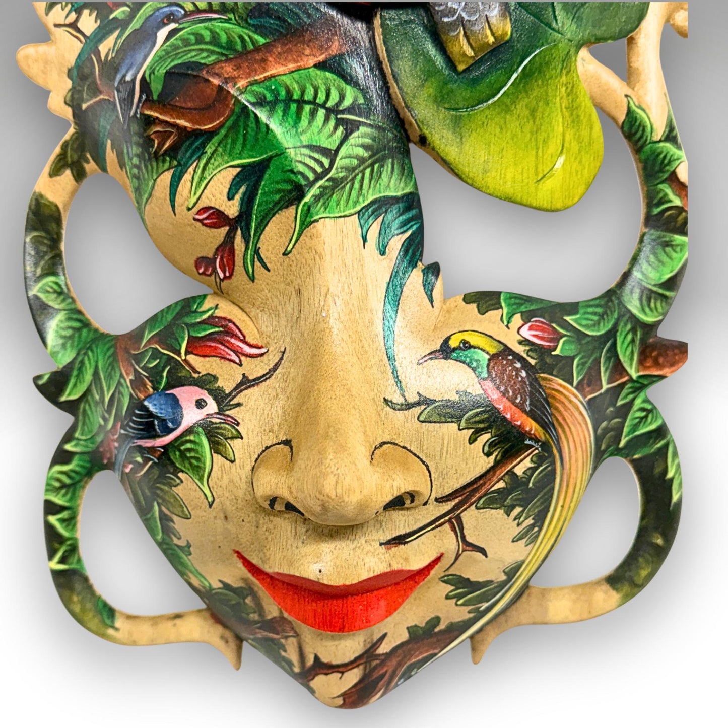 Balinese Abstract Carved Dream Mask, Hand Painted Sea Turtle,  Wall Art, Home Decor