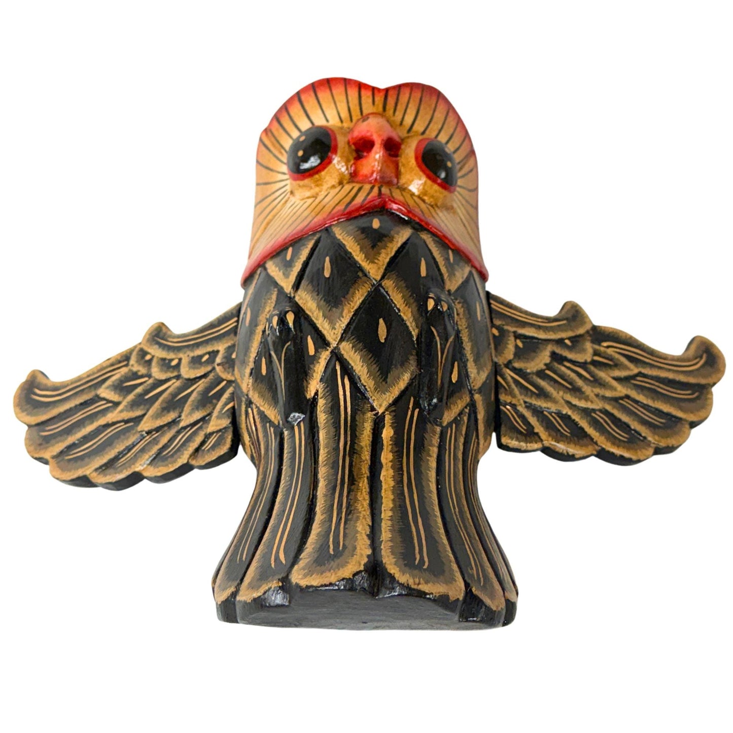 Balinese Horned Owl Spiritchaser Mobile: Hand Carved Wood Demon Chaser, Bali Folk Art