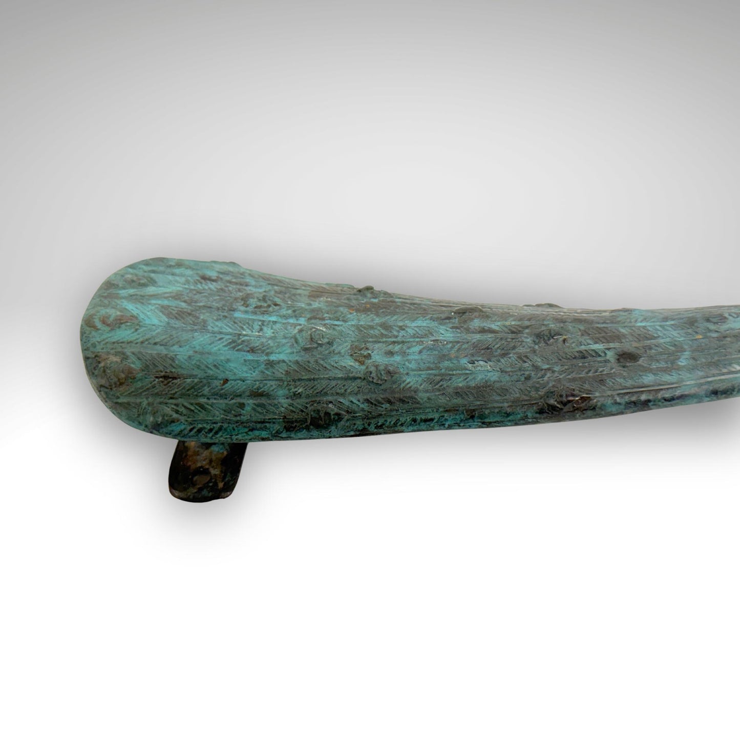 Balinese Peacock Door Handle: Solid Bronze Verdigris Patina, Eclectic Bali Decor