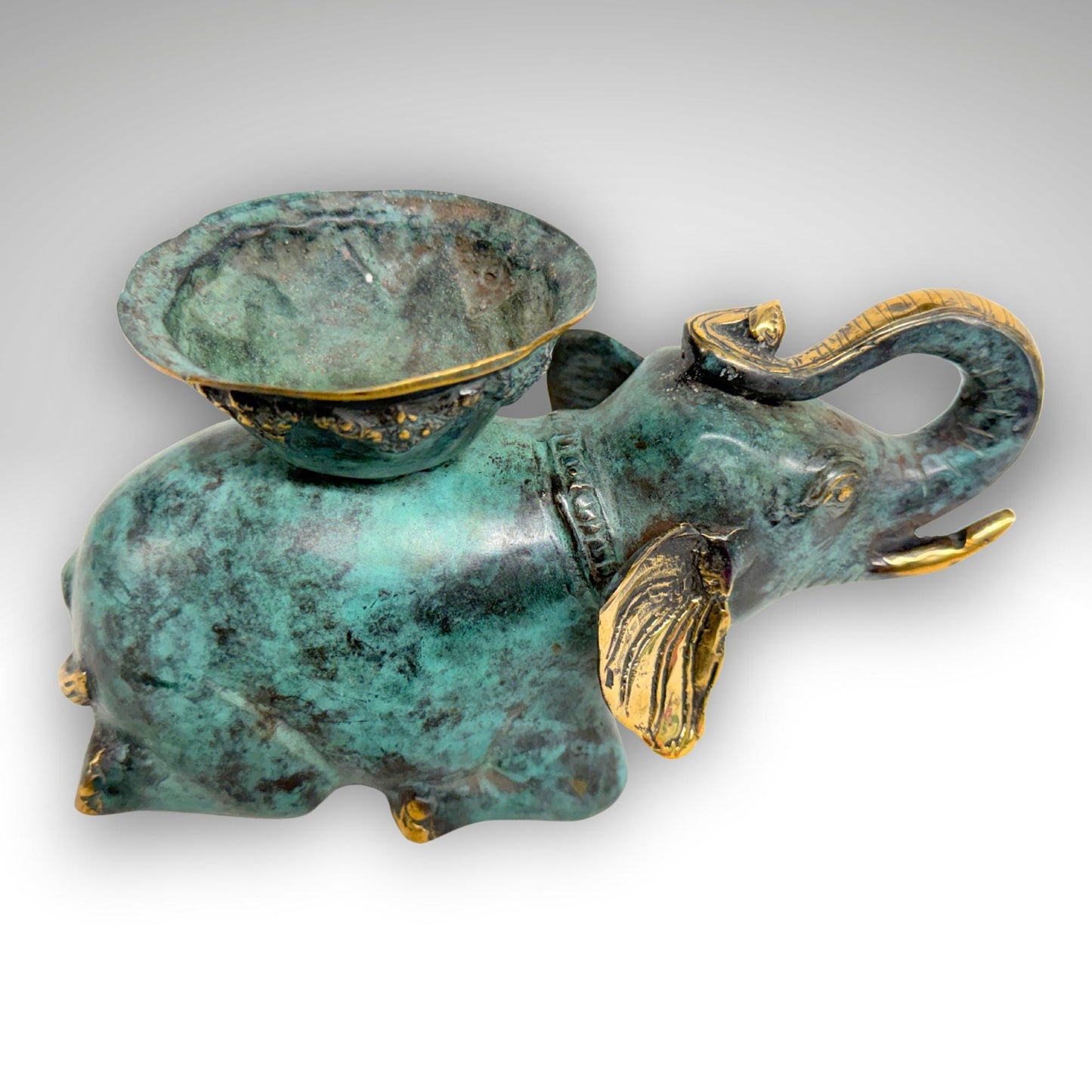 Balinese Bronze Elephant Candle Holder Centerpiece,  Lost Wax Cast Metal Sculpture