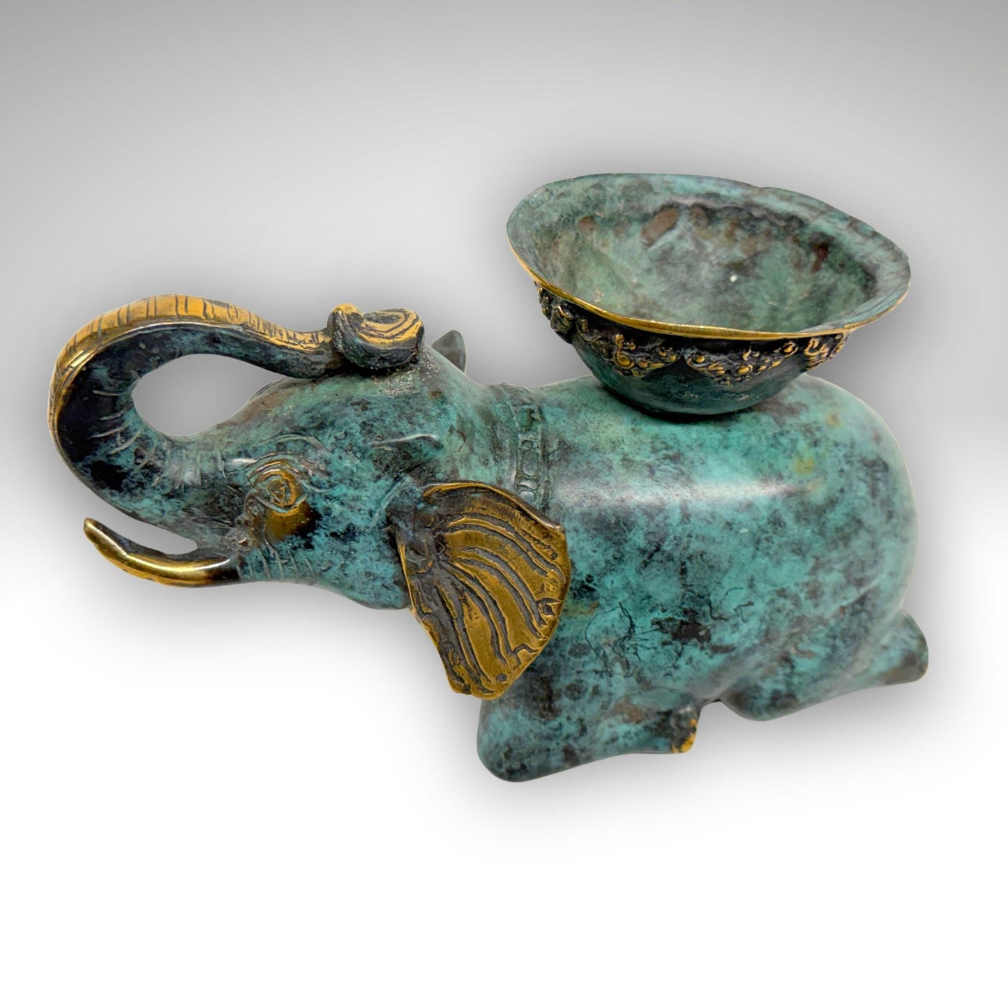 Balinese Bronze Elephant Candle Holder Centerpiece,  Lost Wax Cast Metal Sculpture