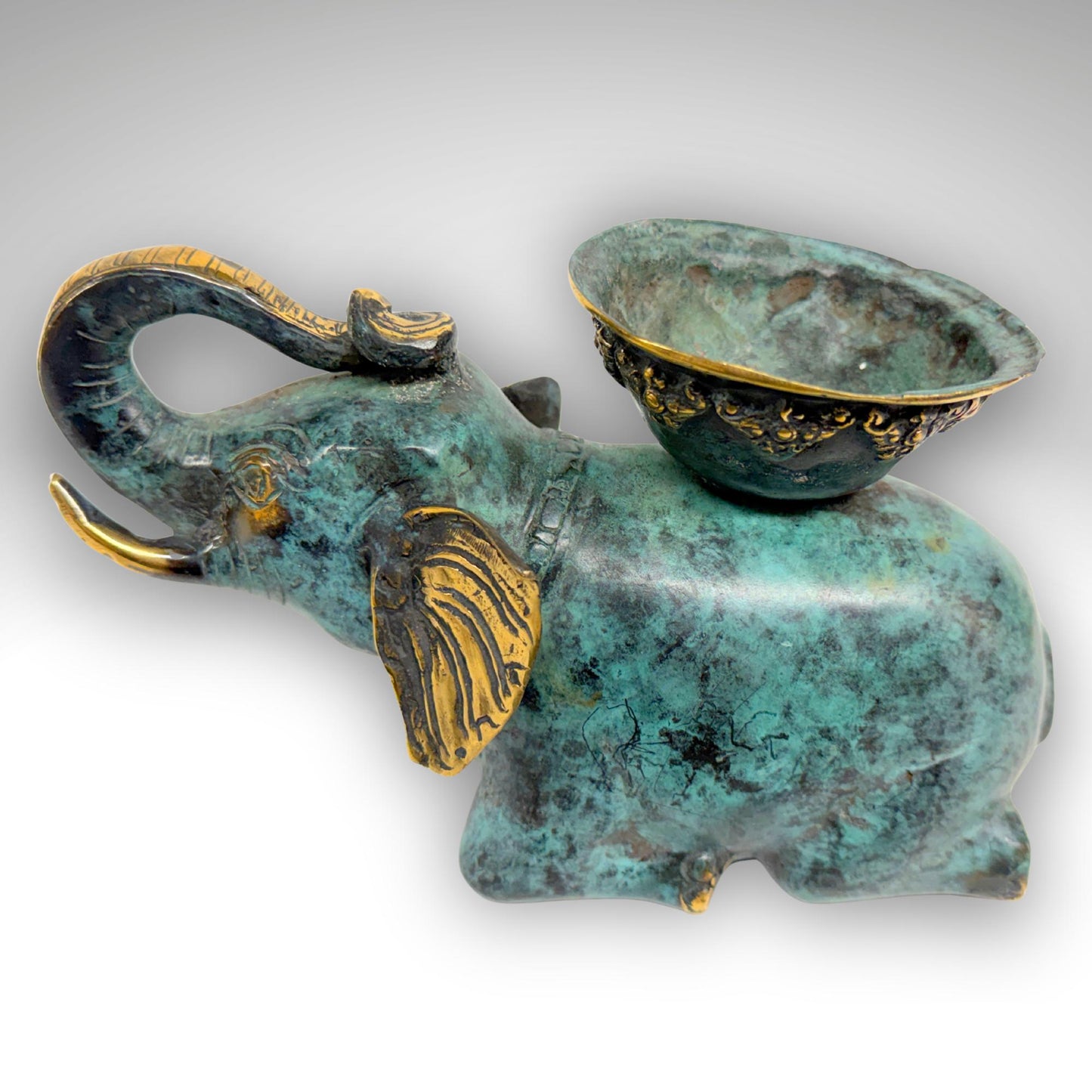 Balinese Bronze Elephant Candle Holder Centerpiece,  Lost Wax Cast Metal Sculpture
