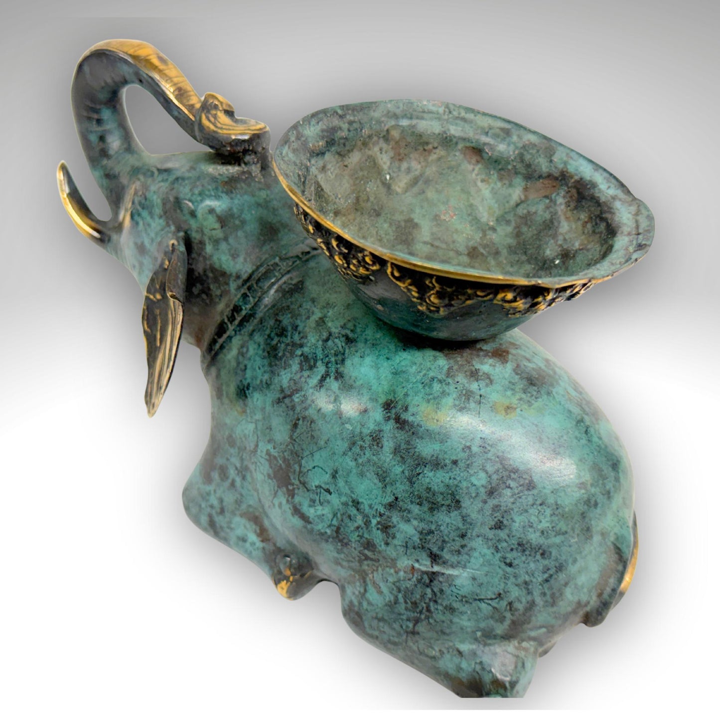 Balinese Bronze Elephant Candle Holder Centerpiece,  Lost Wax Cast Metal Sculpture