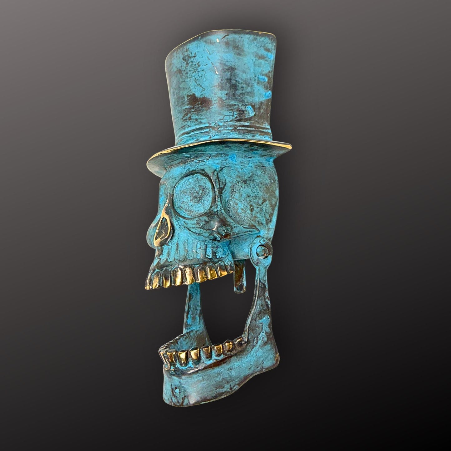 Top Hat Skull Door Knocker: Lost Wax Cast Bronze, Gothic Home Decor