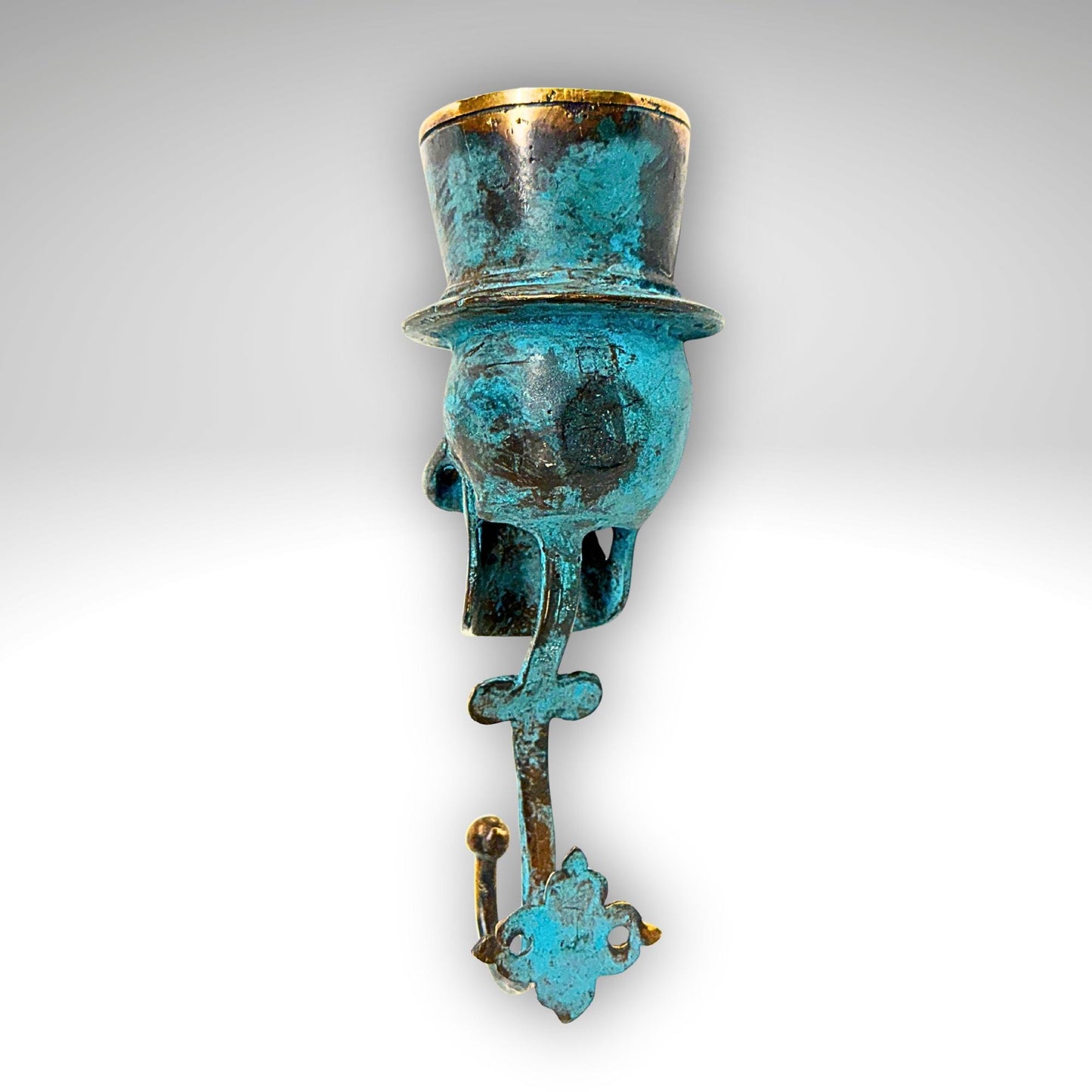Top Hat Skull Wall Hook: Lost Wax Cast Bronze Coat Hook, Gothic Home Decor