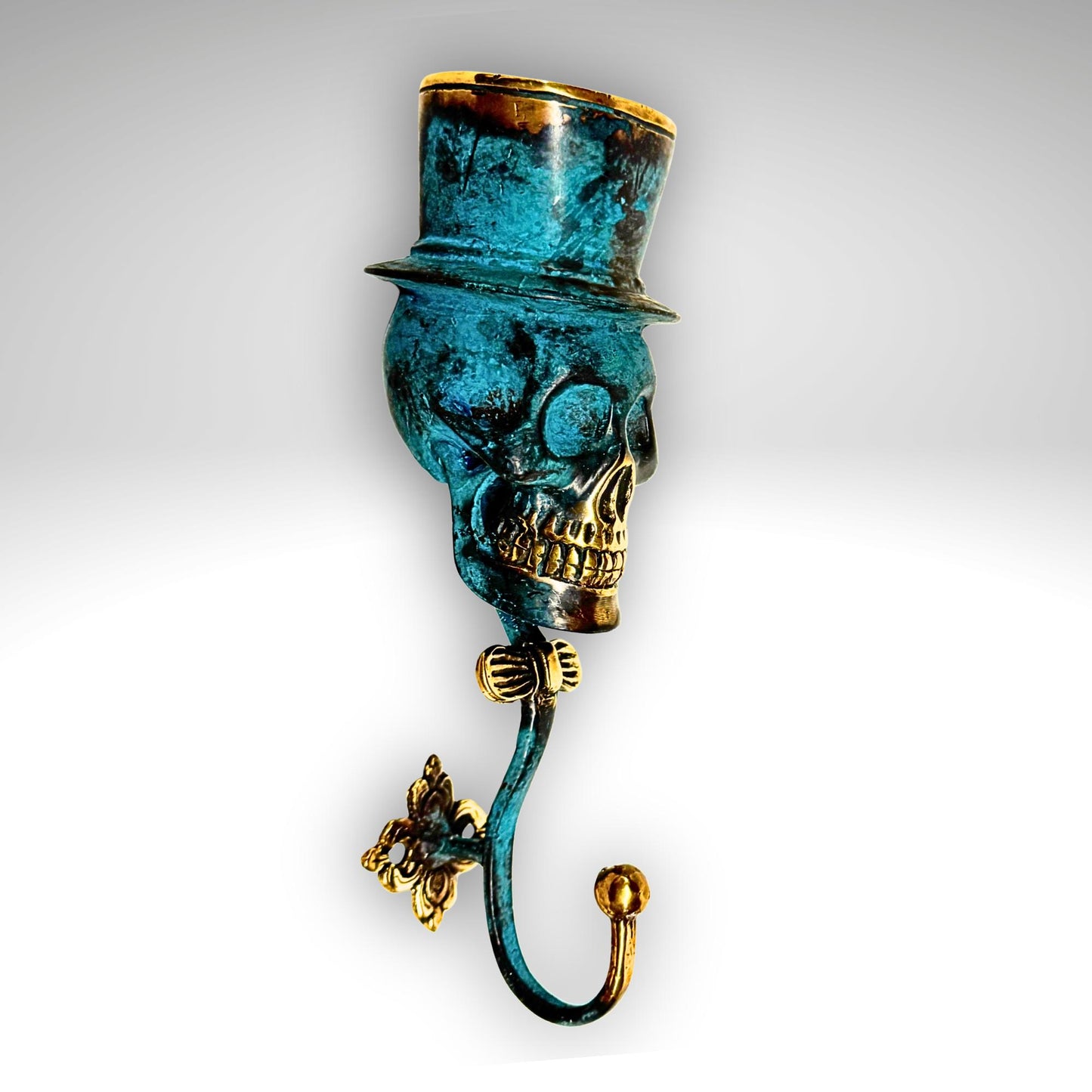 Top Hat Skull Wall Hook: Lost Wax Cast Bronze Coat Hook, Gothic Home Decor