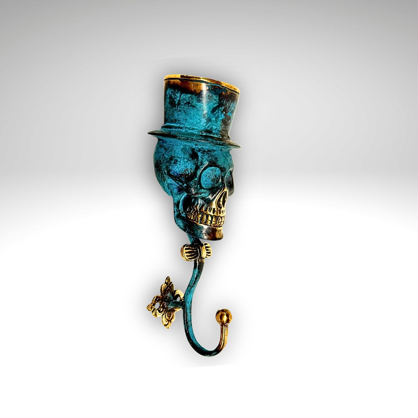 Top Hat Skull Wall Hook: Lost Wax Cast Bronze Coat Hook, Gothic Home Decor