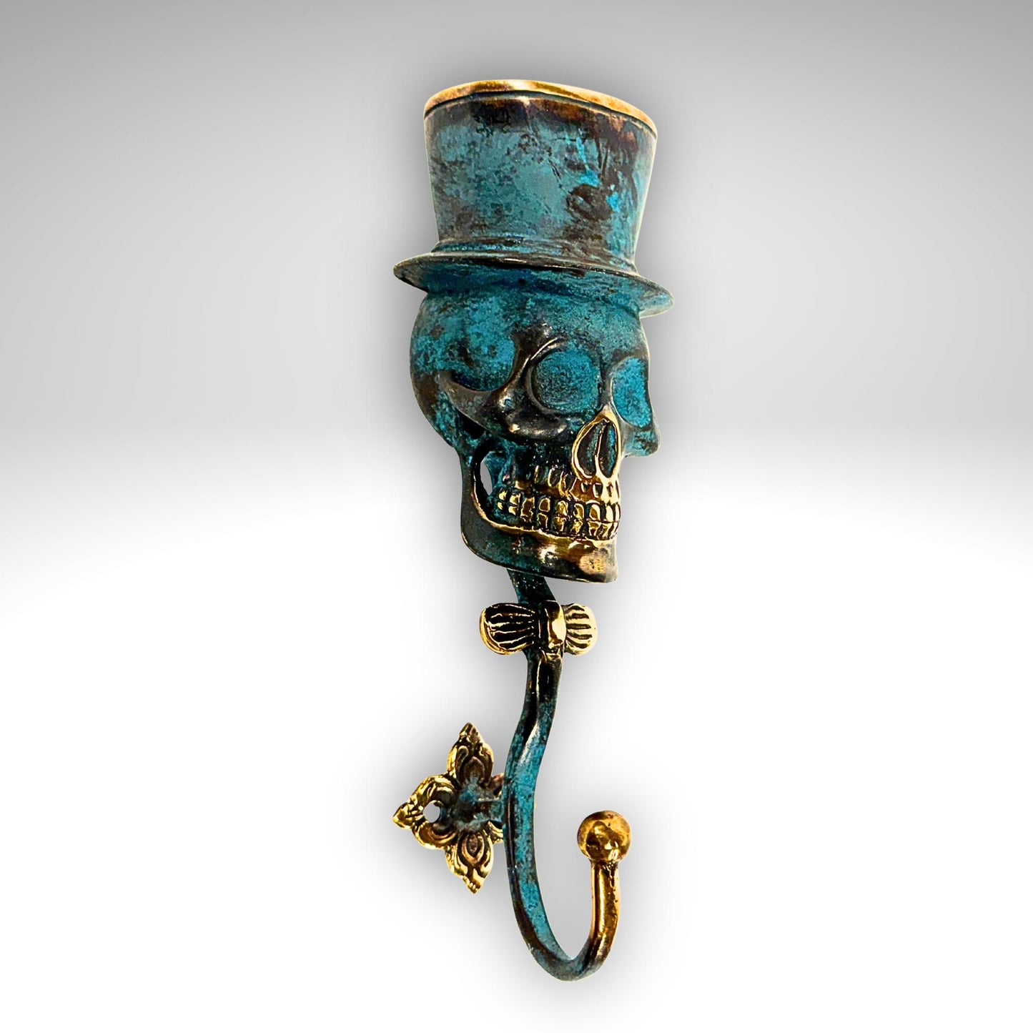 Top Hat Skull Wall Hook: Lost Wax Cast Bronze Coat Hook, Gothic Home Decor